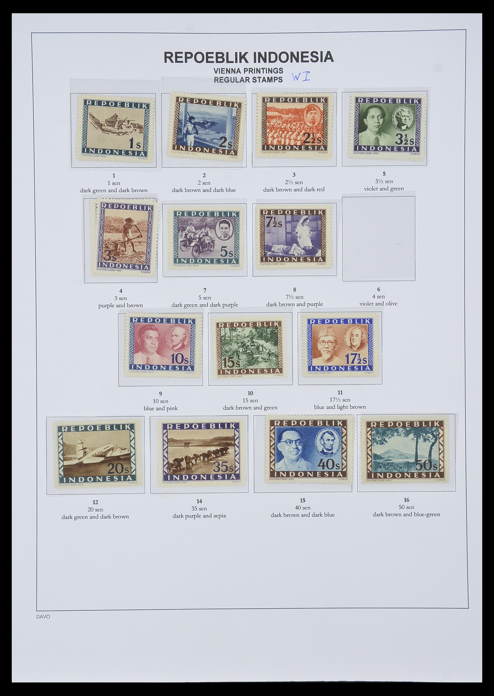 33988 009 - Postzegelverzameling 33988 Weense drukken Indonesië.
