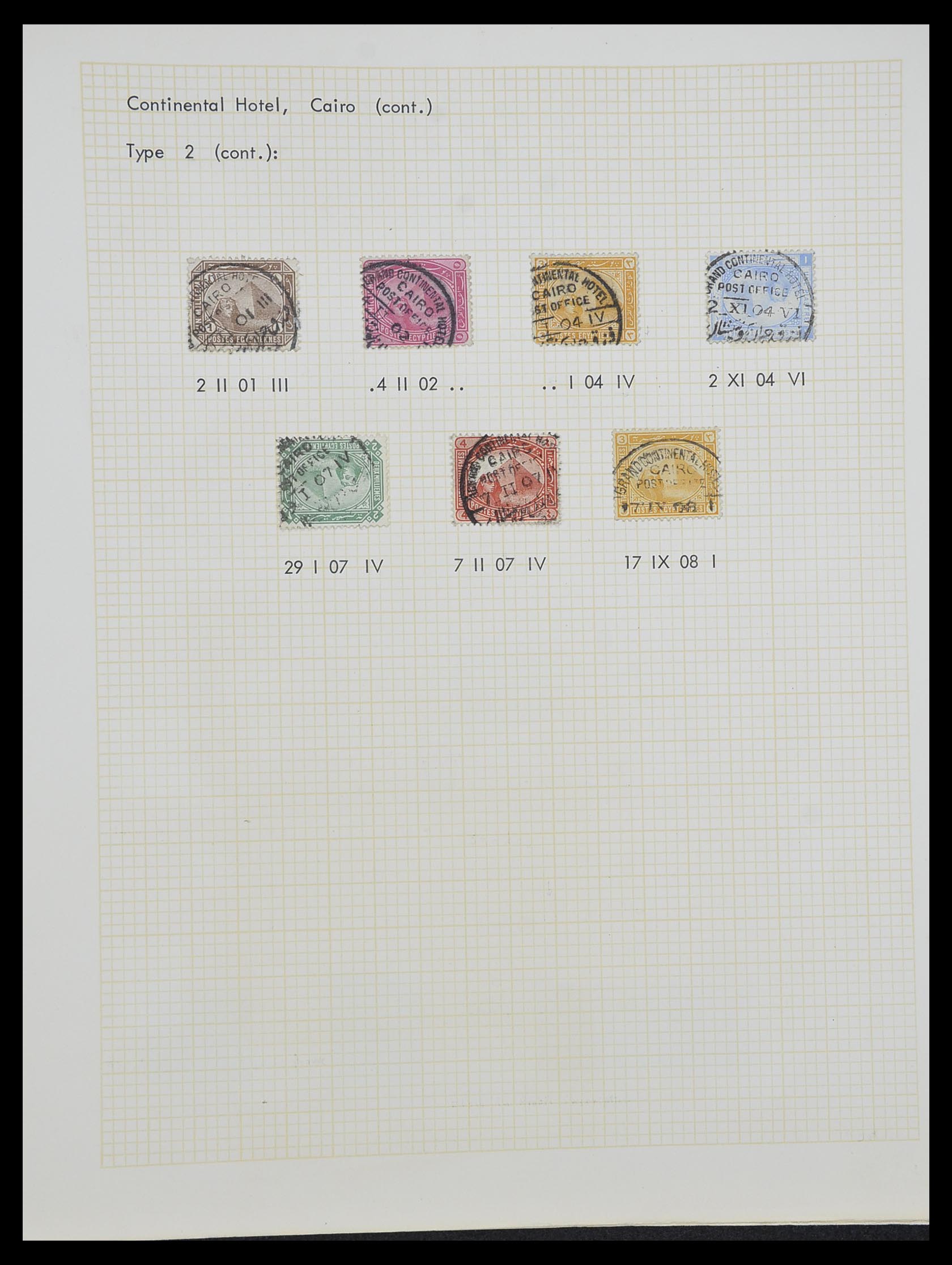 33994 005 - Postzegelverzameling 33994 Egypte hotel stempels 1900-1935.