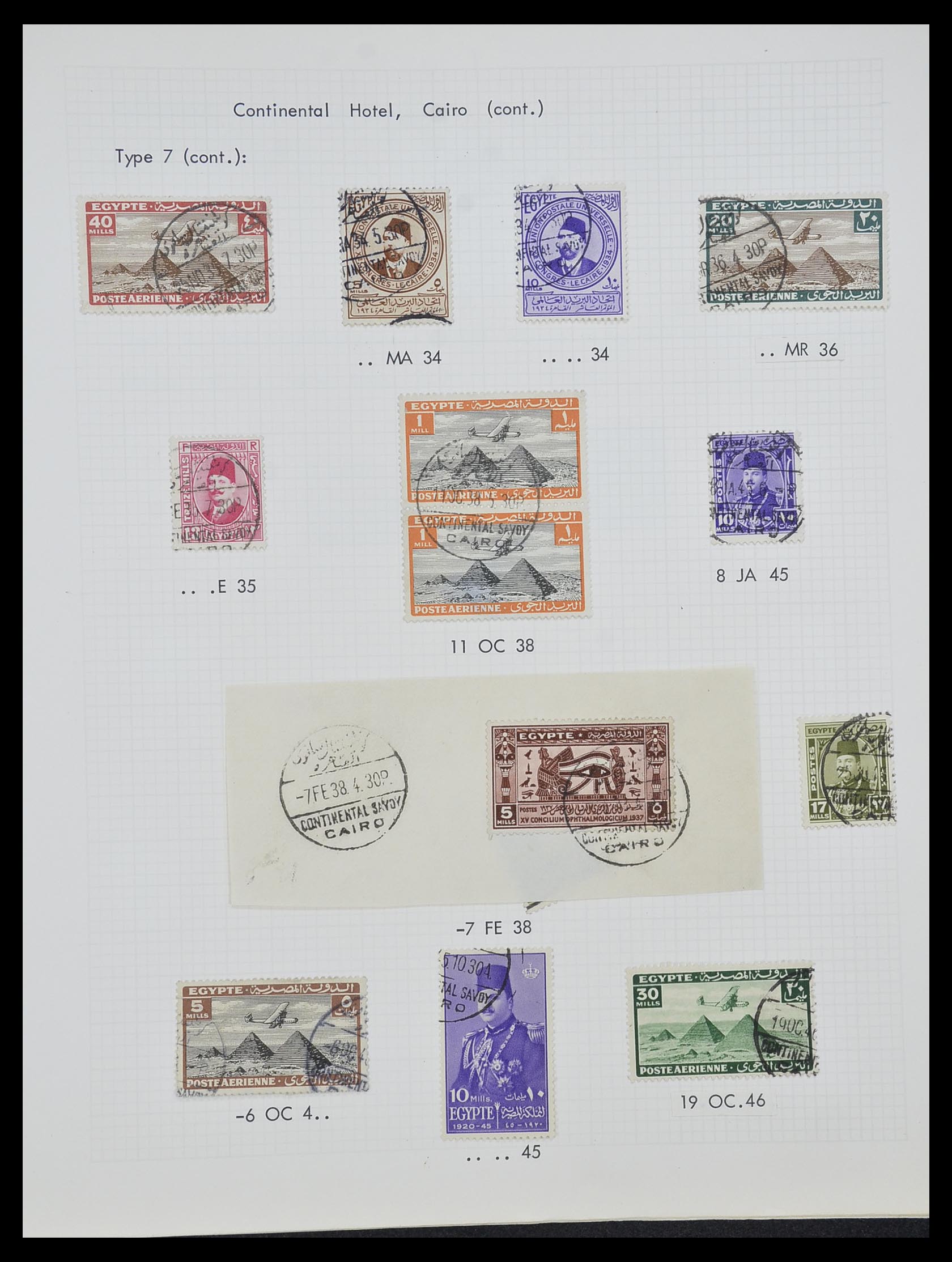 33994 010 - Postzegelverzameling 33994 Egypte hotel stempels 1900-1935.