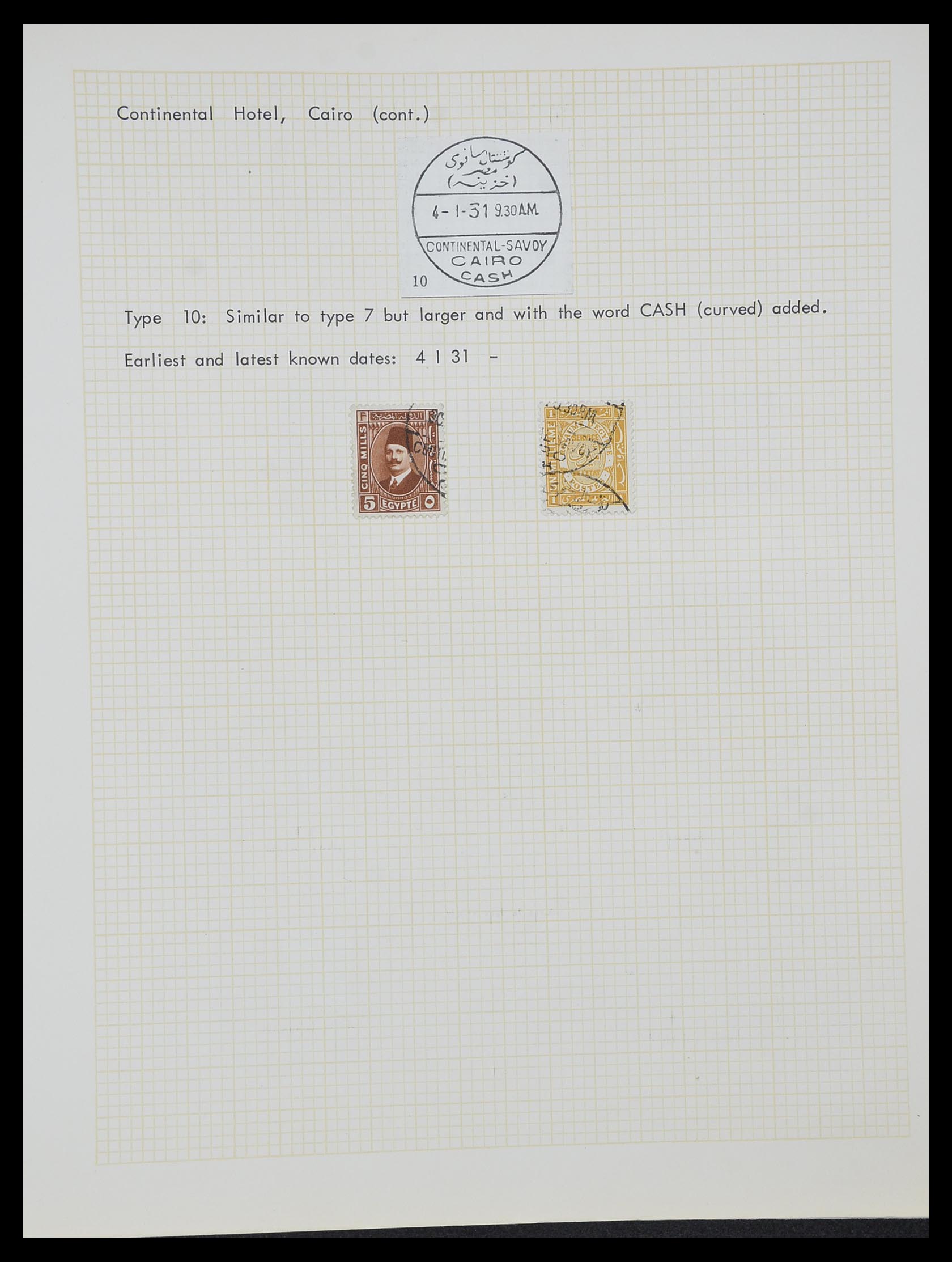 33994 013 - Postzegelverzameling 33994 Egypte hotel stempels 1900-1935.