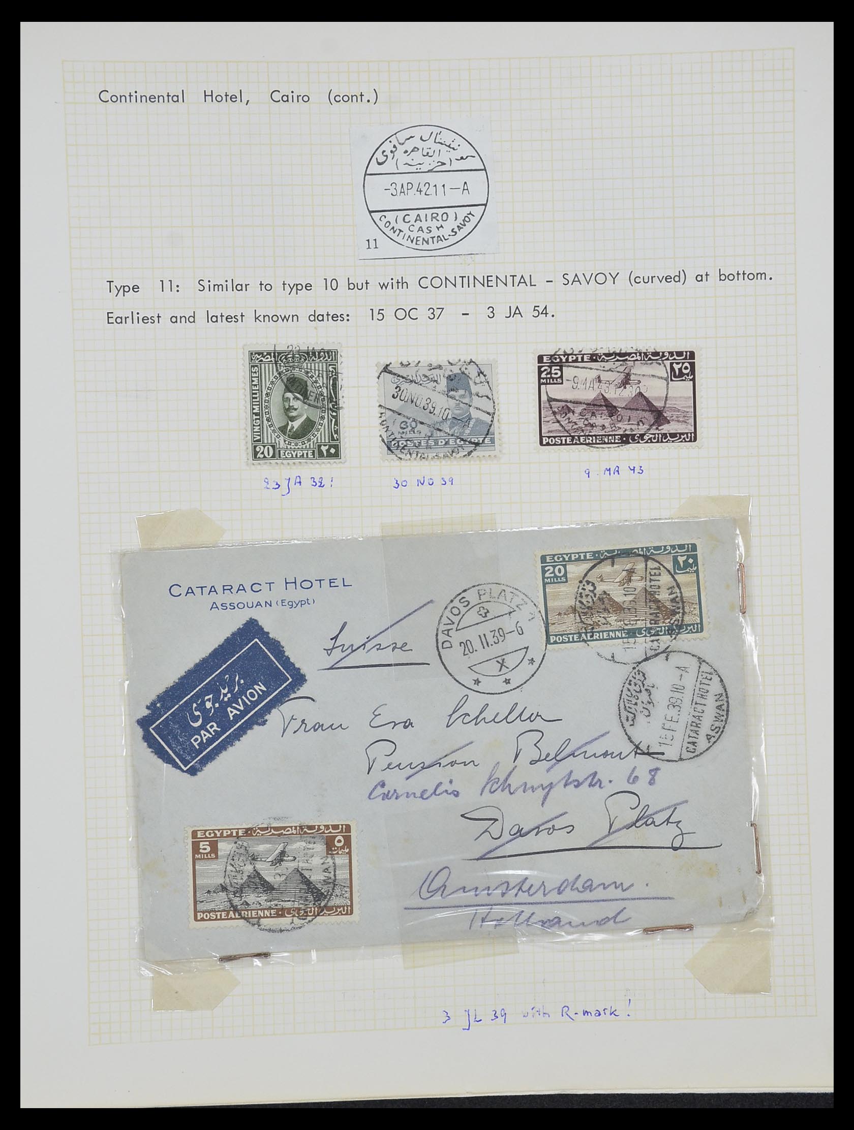 33994 014 - Postzegelverzameling 33994 Egypte hotel stempels 1900-1935.