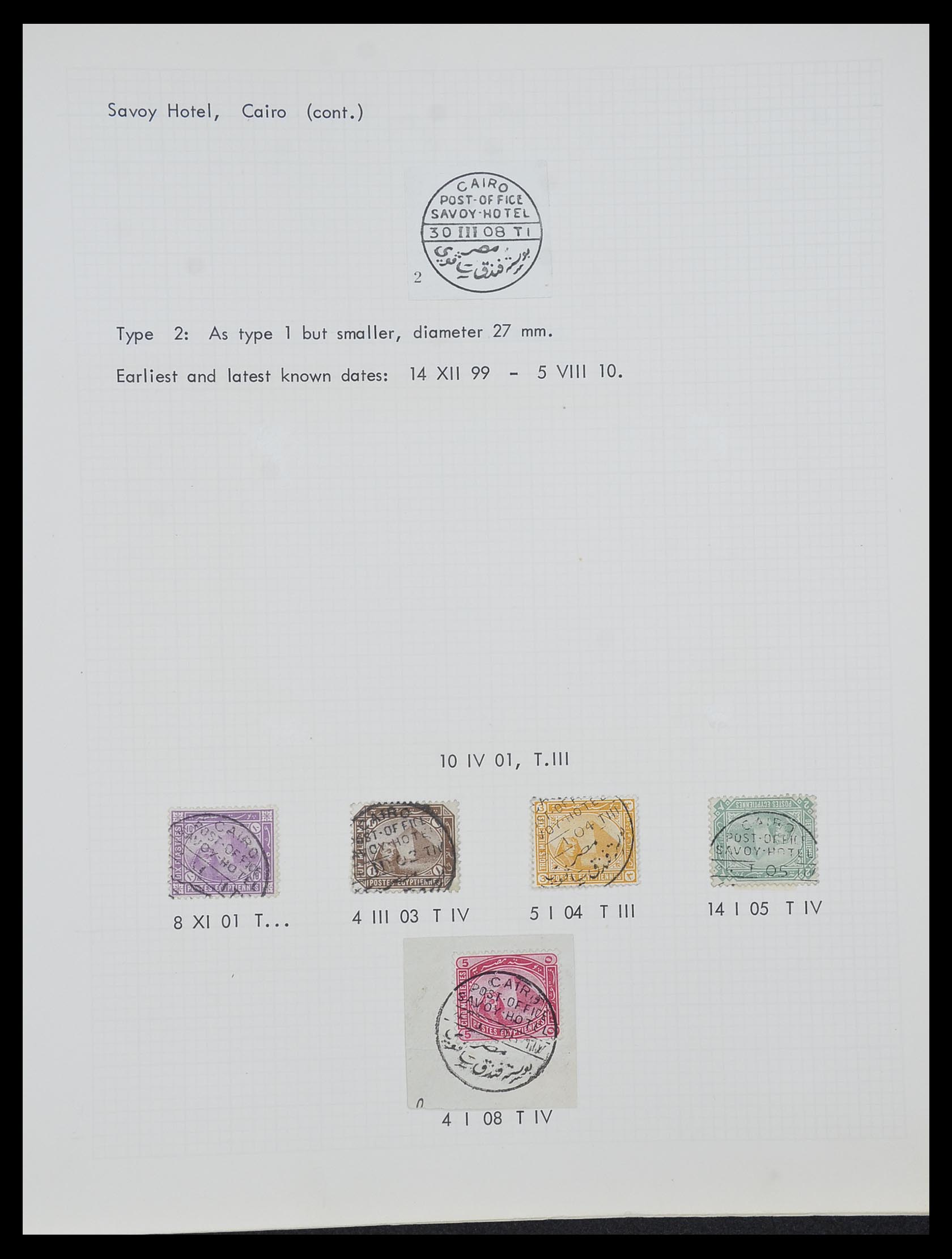 33994 016 - Postzegelverzameling 33994 Egypte hotel stempels 1900-1935.