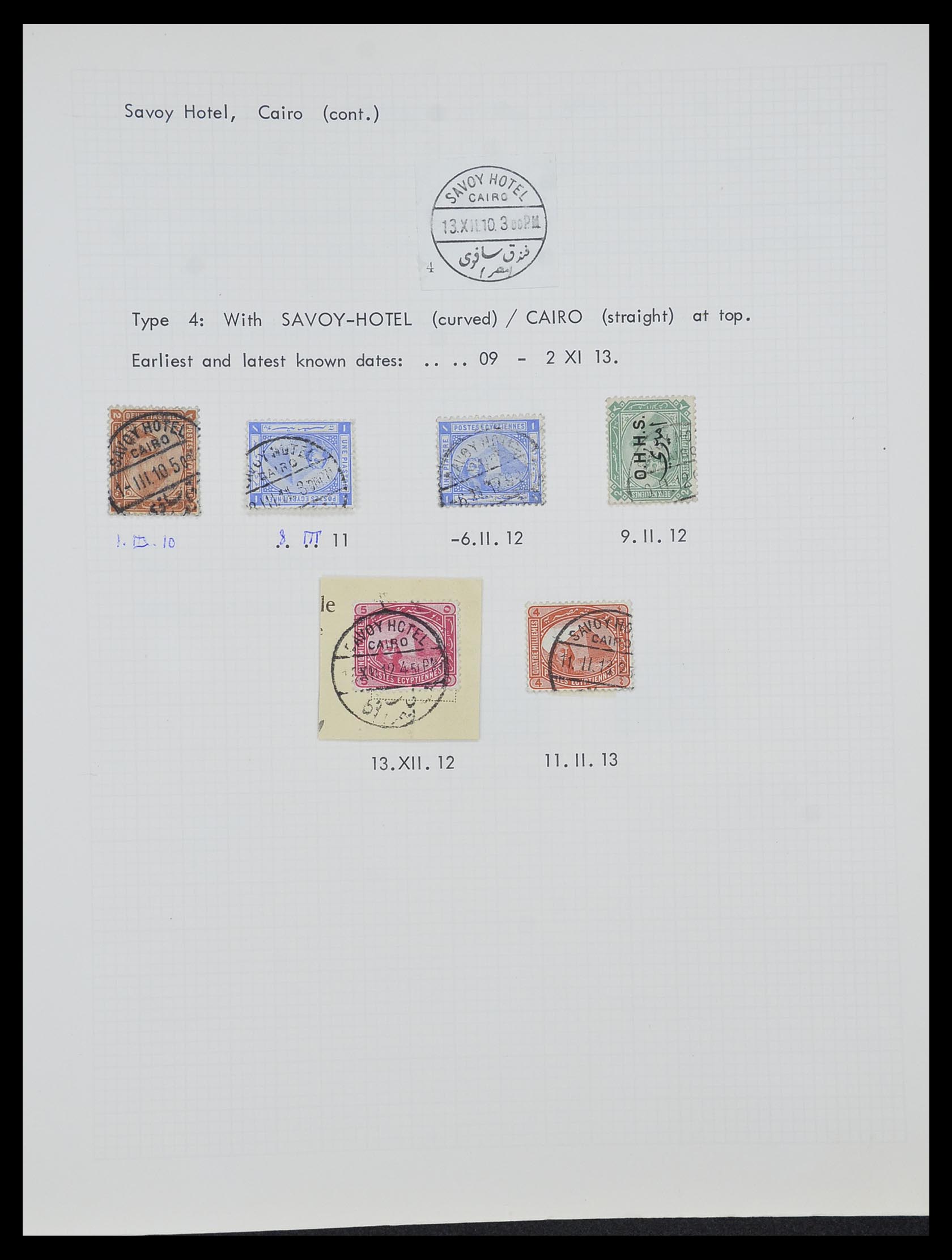 33994 017 - Postzegelverzameling 33994 Egypte hotel stempels 1900-1935.