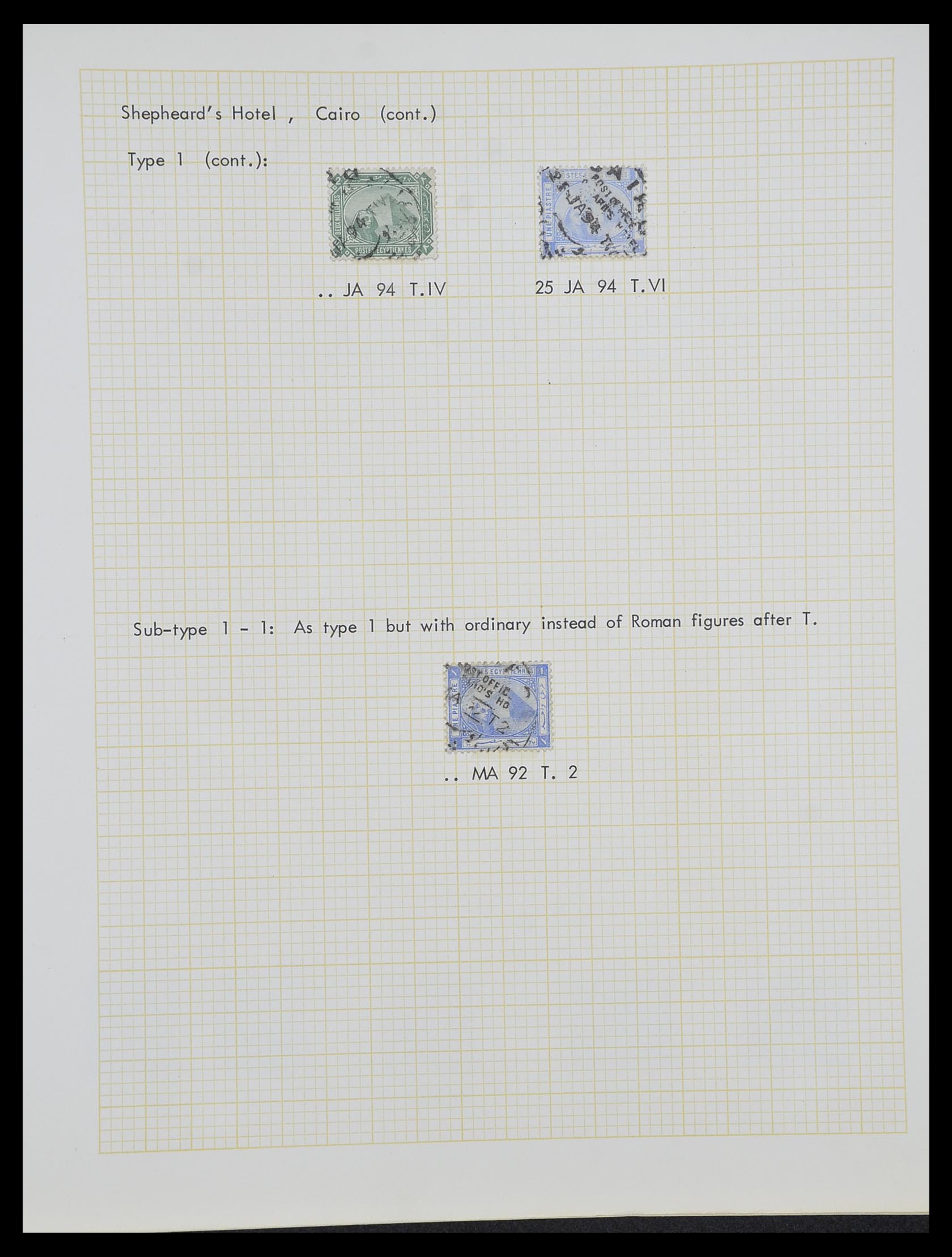 33994 019 - Stamp collection 33994 Egypt hotel cancels 1900-1935.