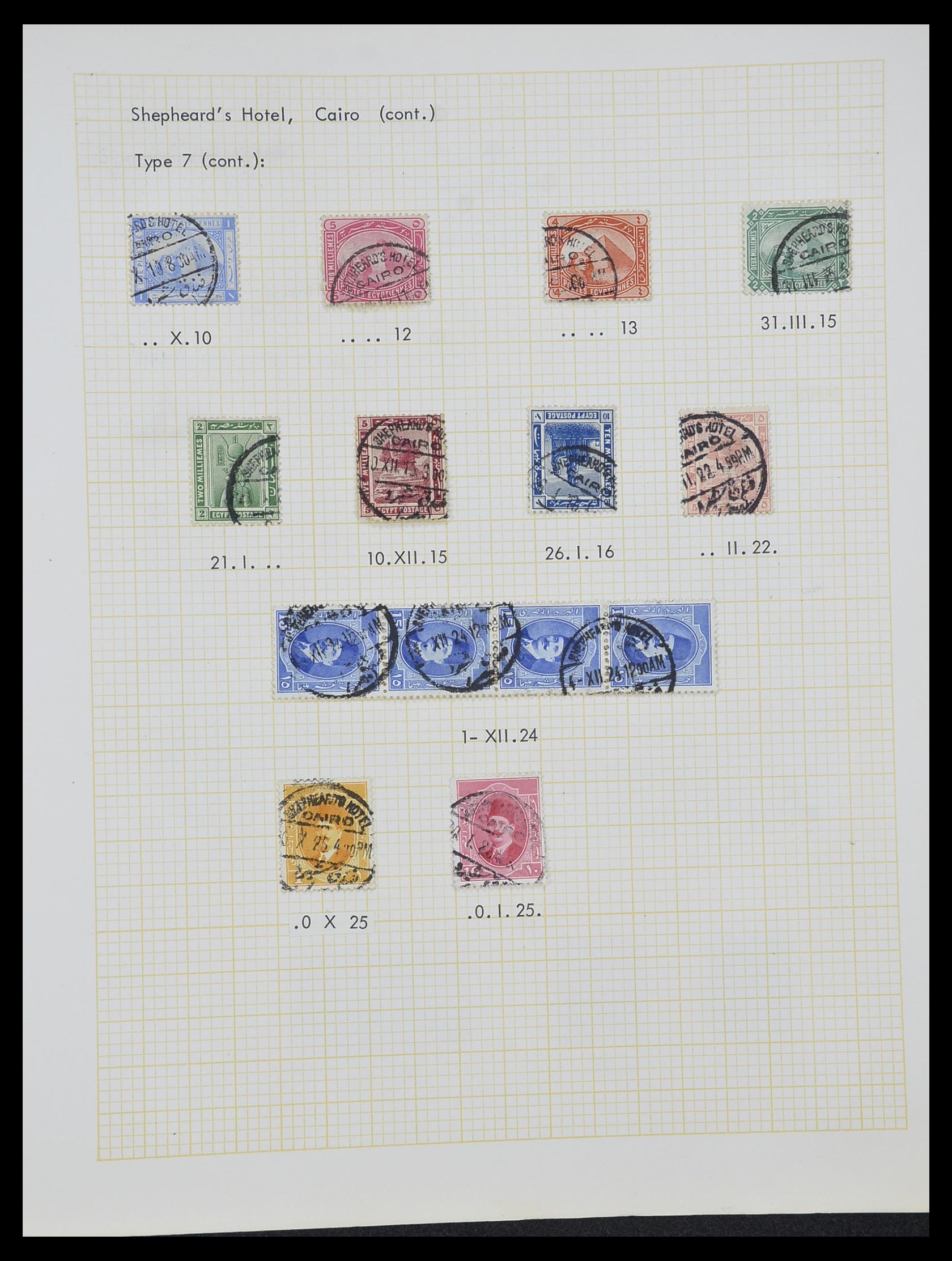 33994 024 - Postzegelverzameling 33994 Egypte hotel stempels 1900-1935.