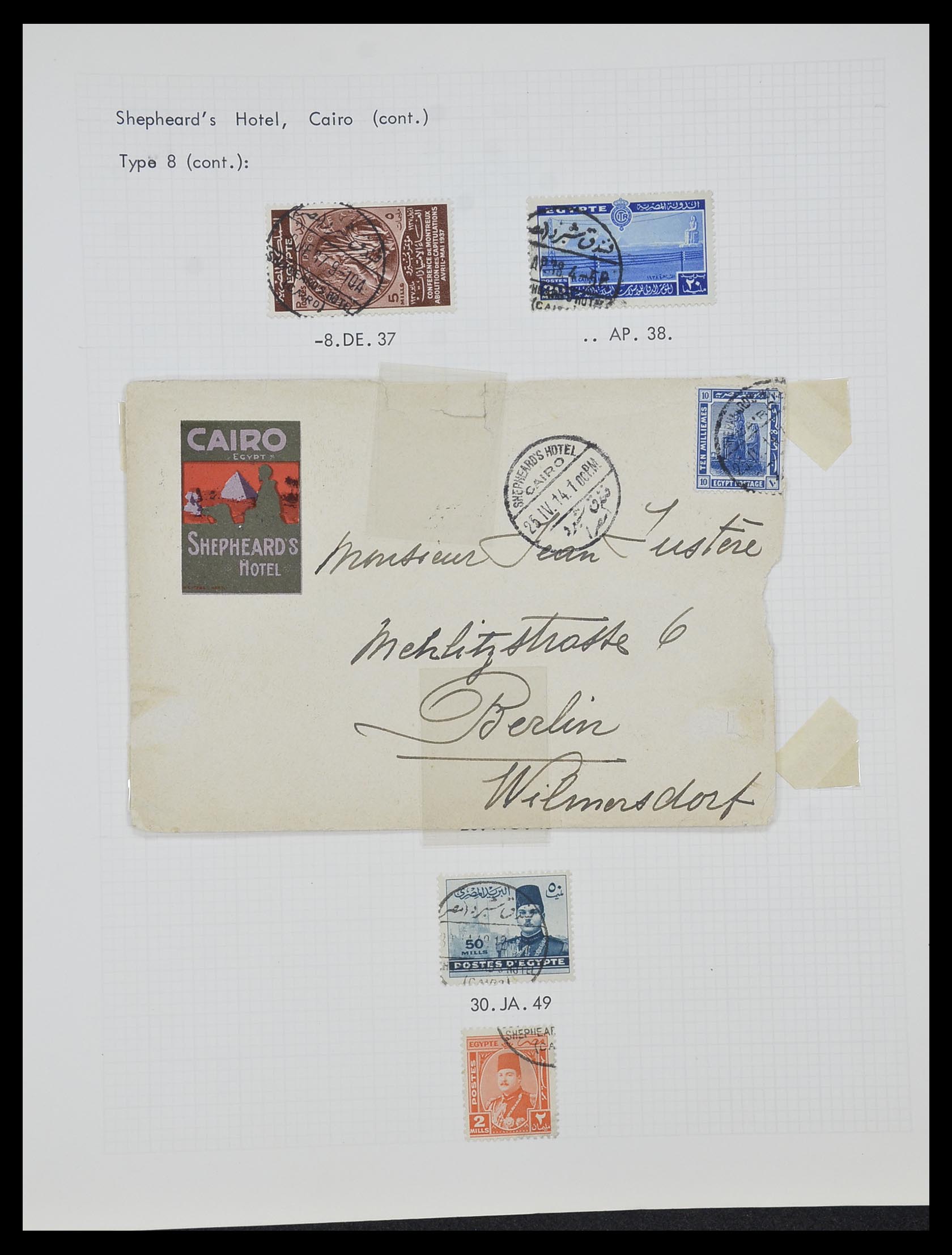 33994 026 - Postzegelverzameling 33994 Egypte hotel stempels 1900-1935.