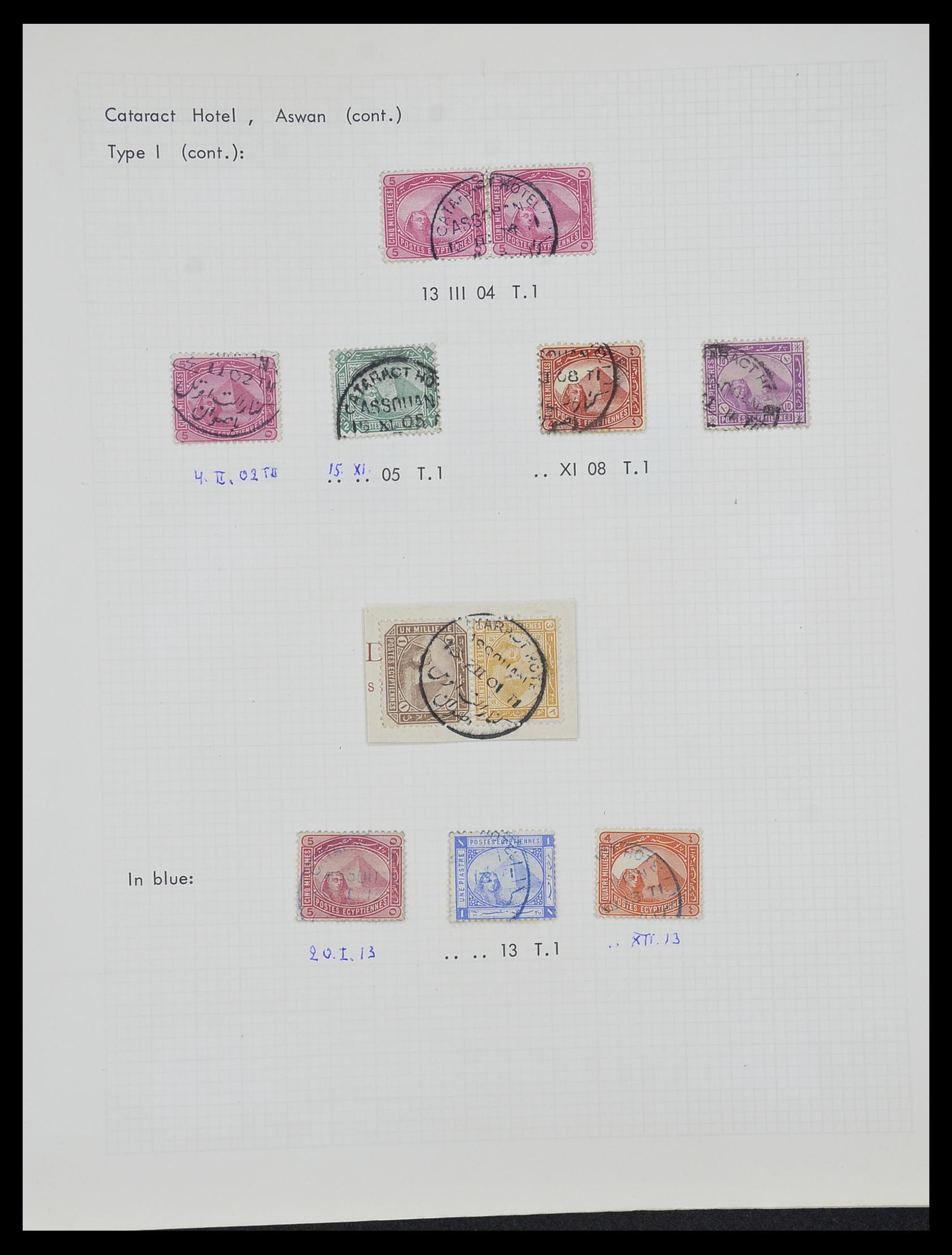 33994 028 - Postzegelverzameling 33994 Egypte hotel stempels 1900-1935.