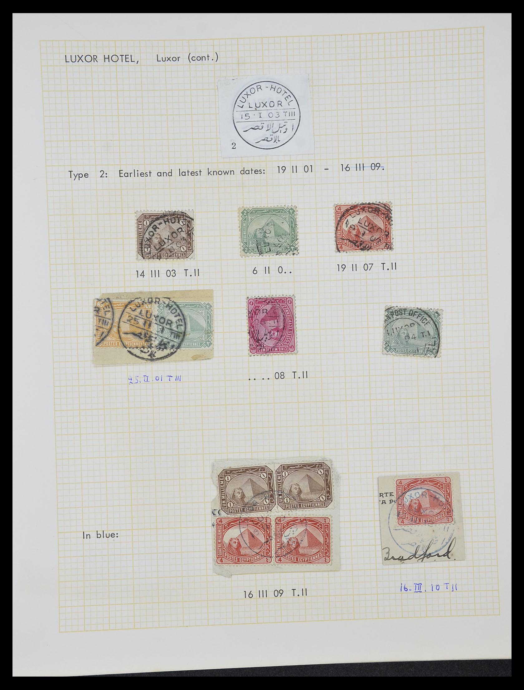 33994 033 - Postzegelverzameling 33994 Egypte hotel stempels 1900-1935.
