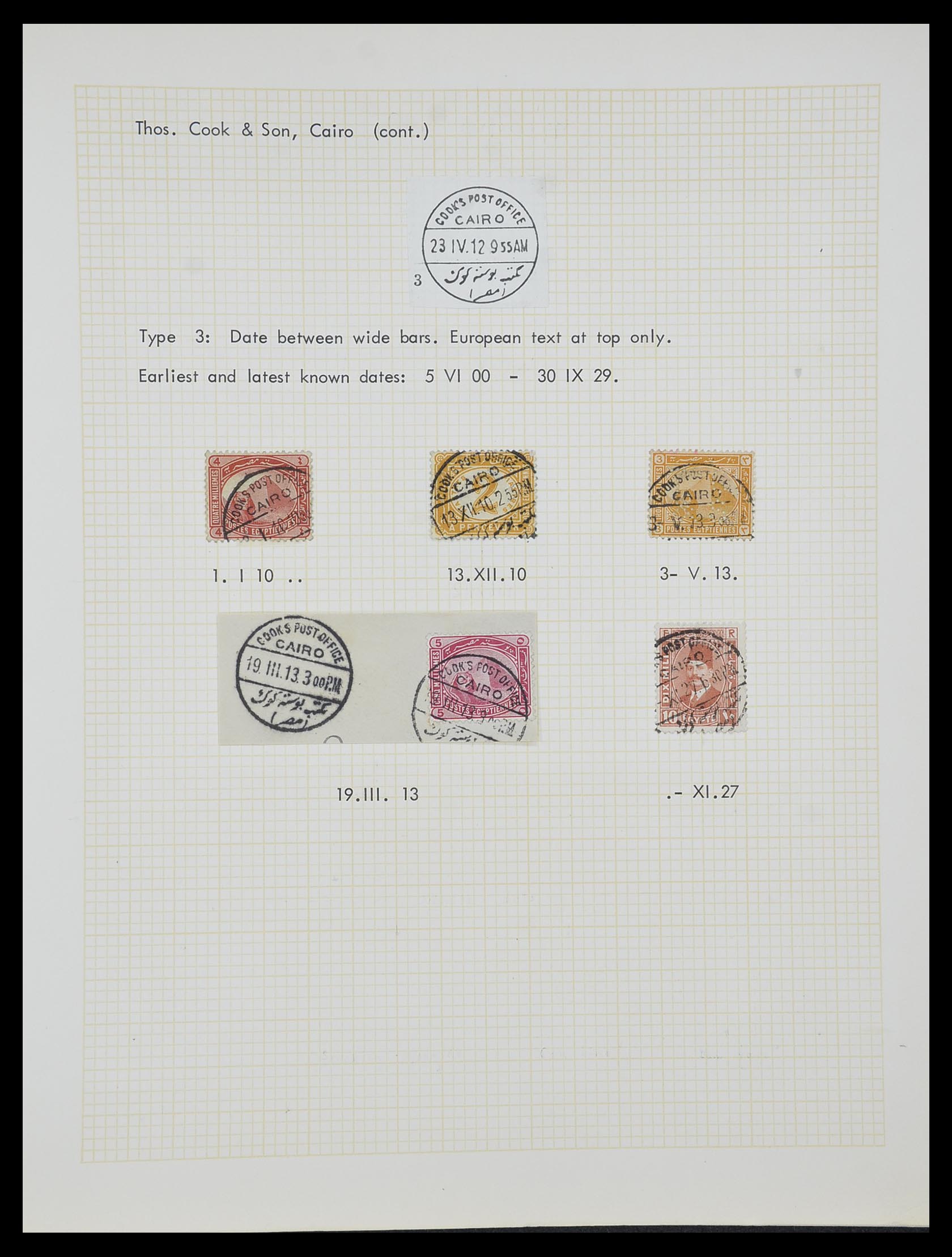 33994 038 - Postzegelverzameling 33994 Egypte hotel stempels 1900-1935.