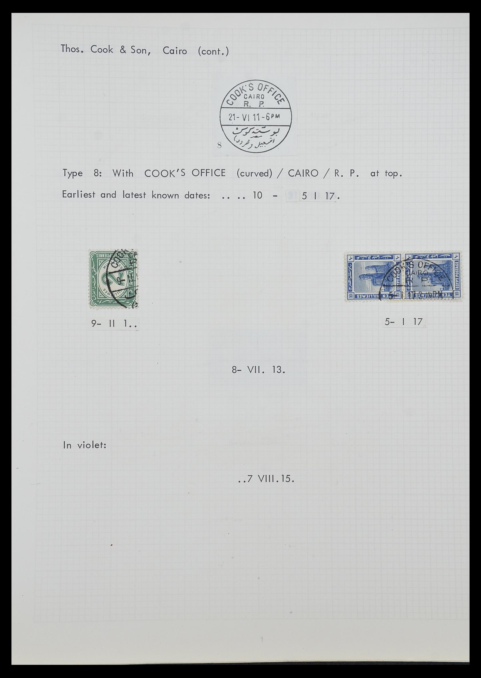 33994 043 - Postzegelverzameling 33994 Egypte hotel stempels 1900-1935.
