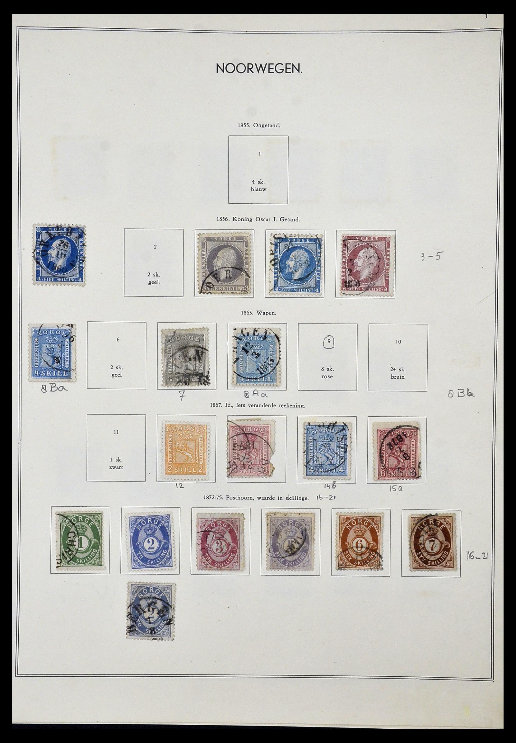 34031 001 - Postzegelverzameling 34031 Noorwegen 1856-1948.