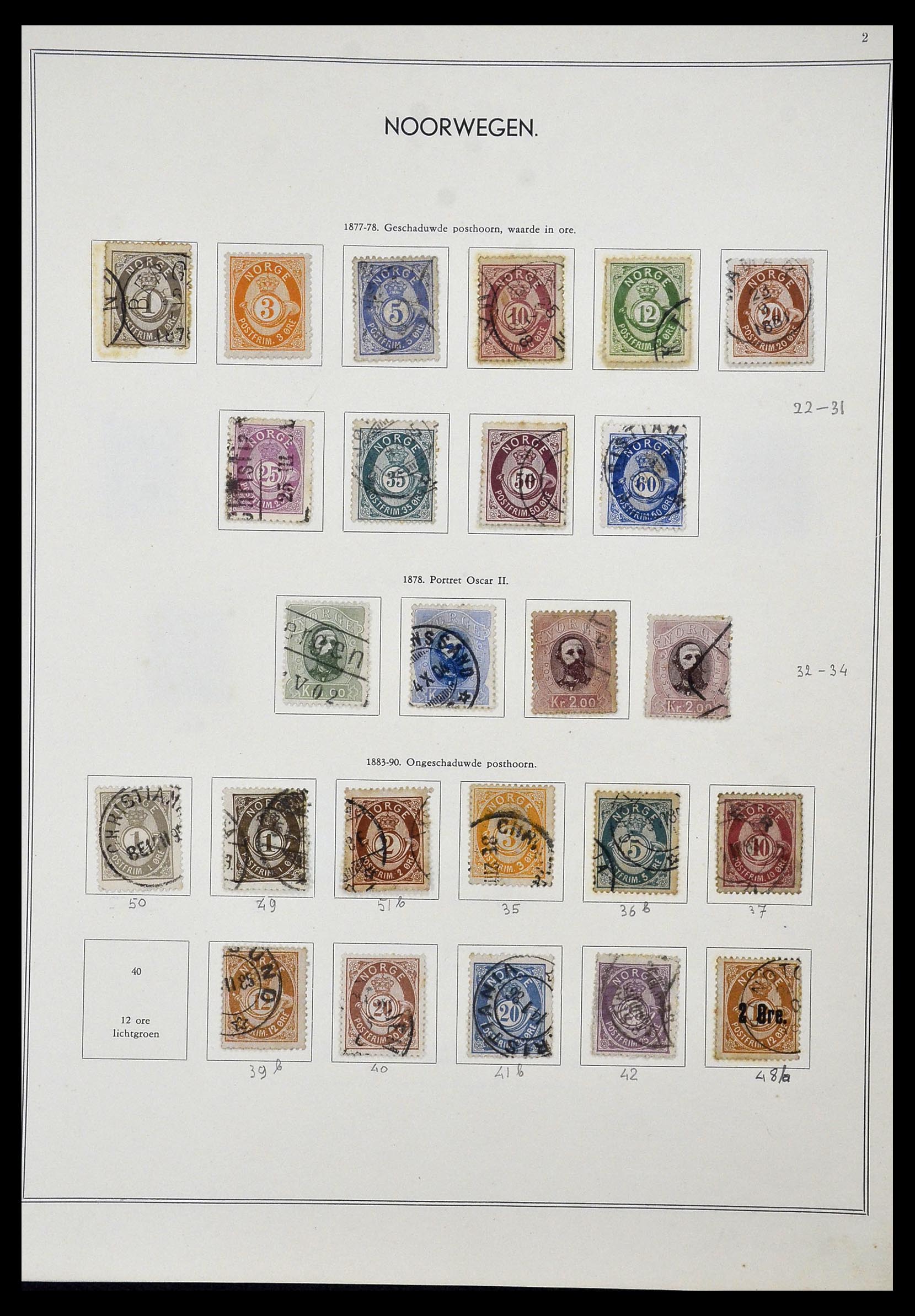 34031 002 - Postzegelverzameling 34031 Noorwegen 1856-1948.