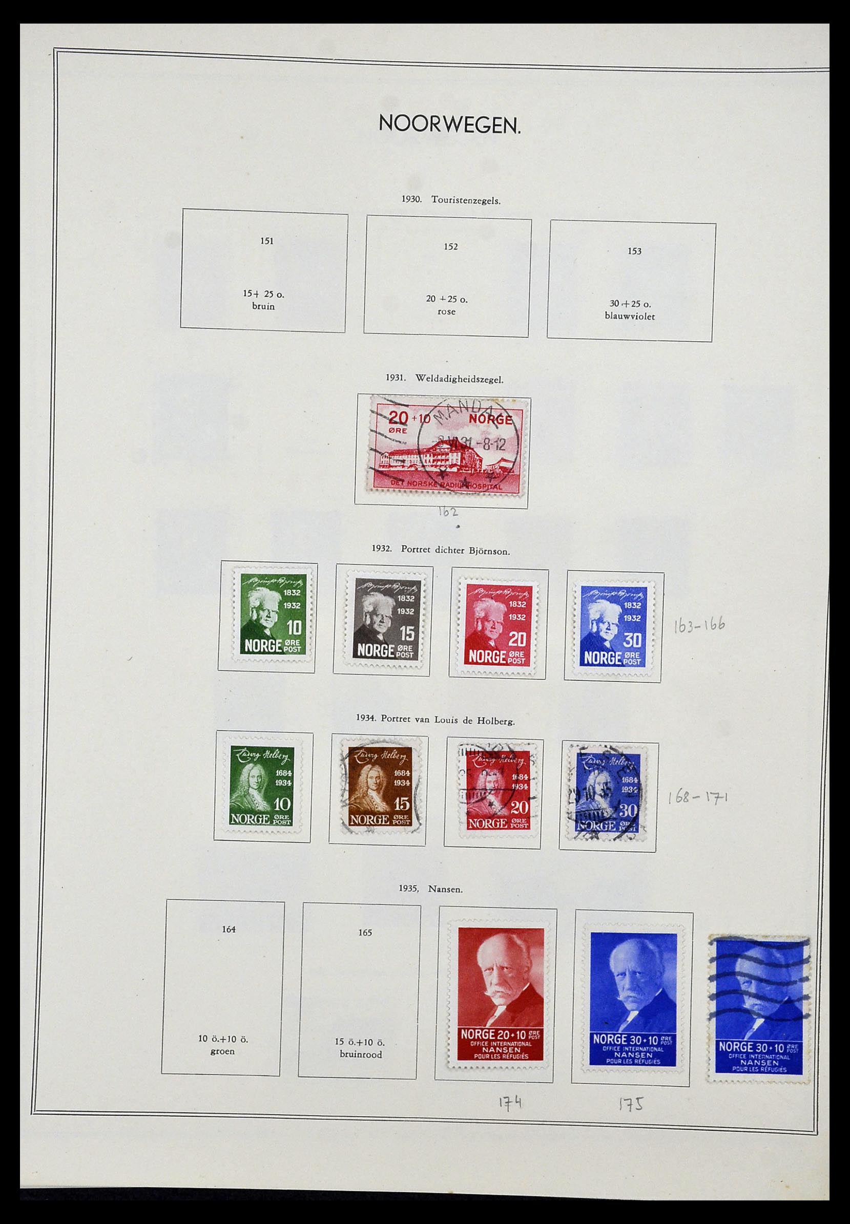 34031 008 - Postzegelverzameling 34031 Noorwegen 1856-1948.