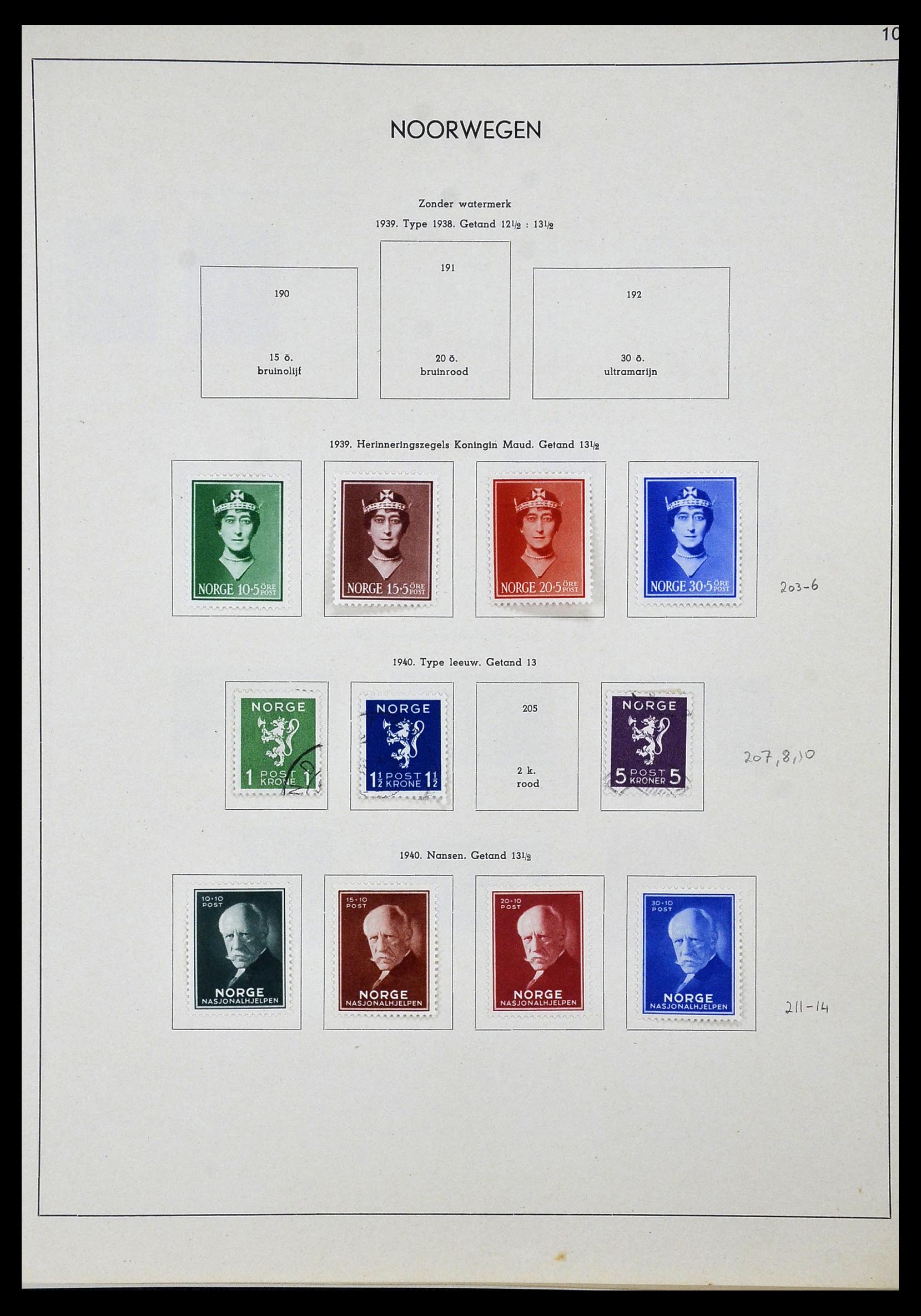 34031 010 - Postzegelverzameling 34031 Noorwegen 1856-1948.