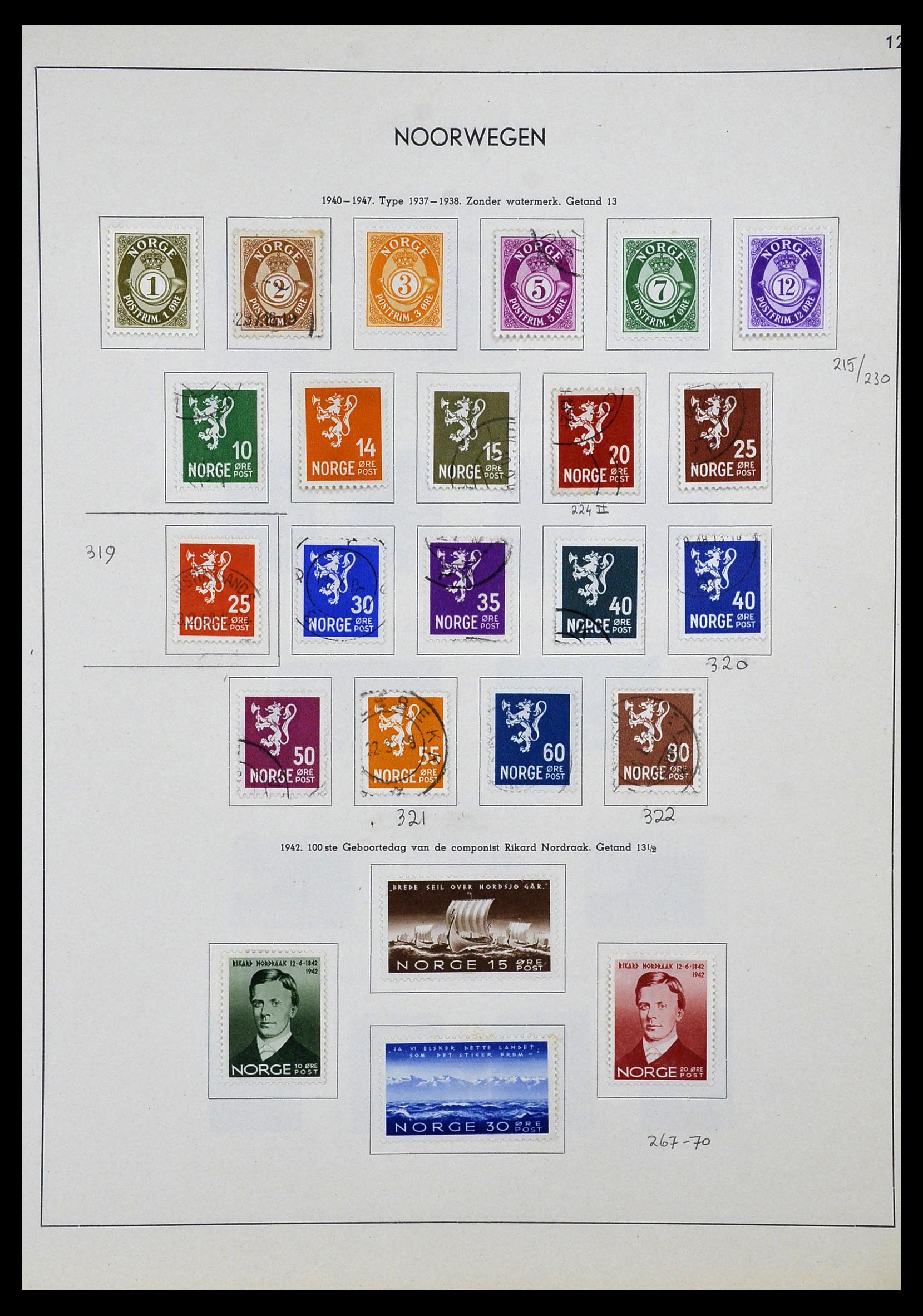 34031 012 - Postzegelverzameling 34031 Noorwegen 1856-1948.