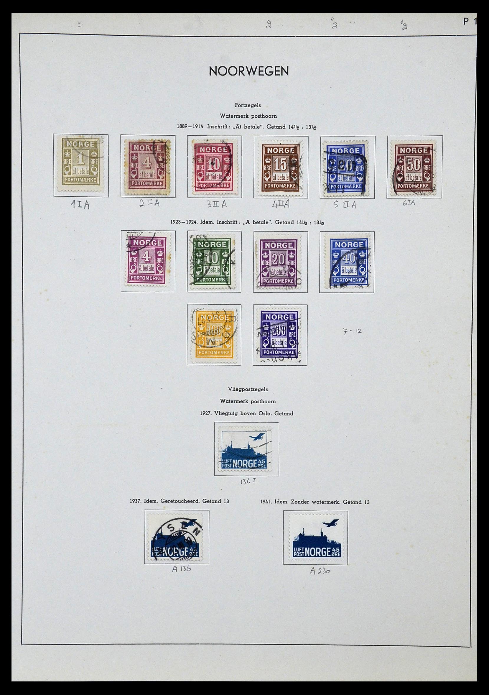 34031 020 - Postzegelverzameling 34031 Noorwegen 1856-1948.