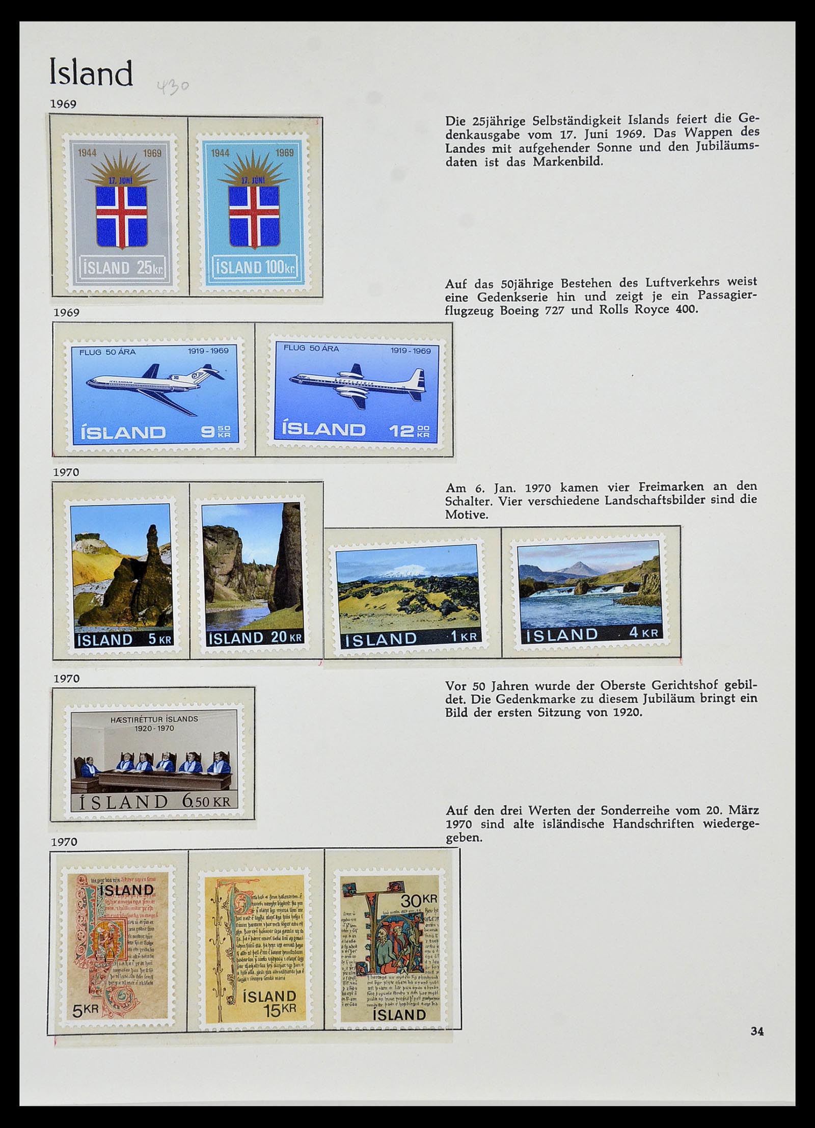 34070 036 - Postzegelverzameling 34070 IJsland 1873-1980.