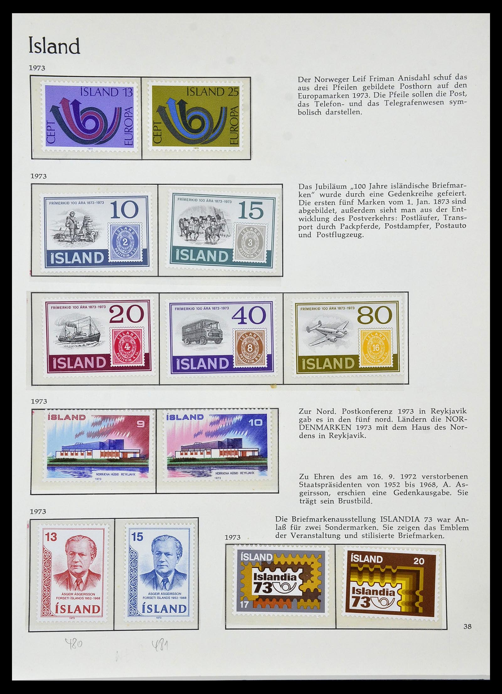 34070 040 - Postzegelverzameling 34070 IJsland 1873-1980.