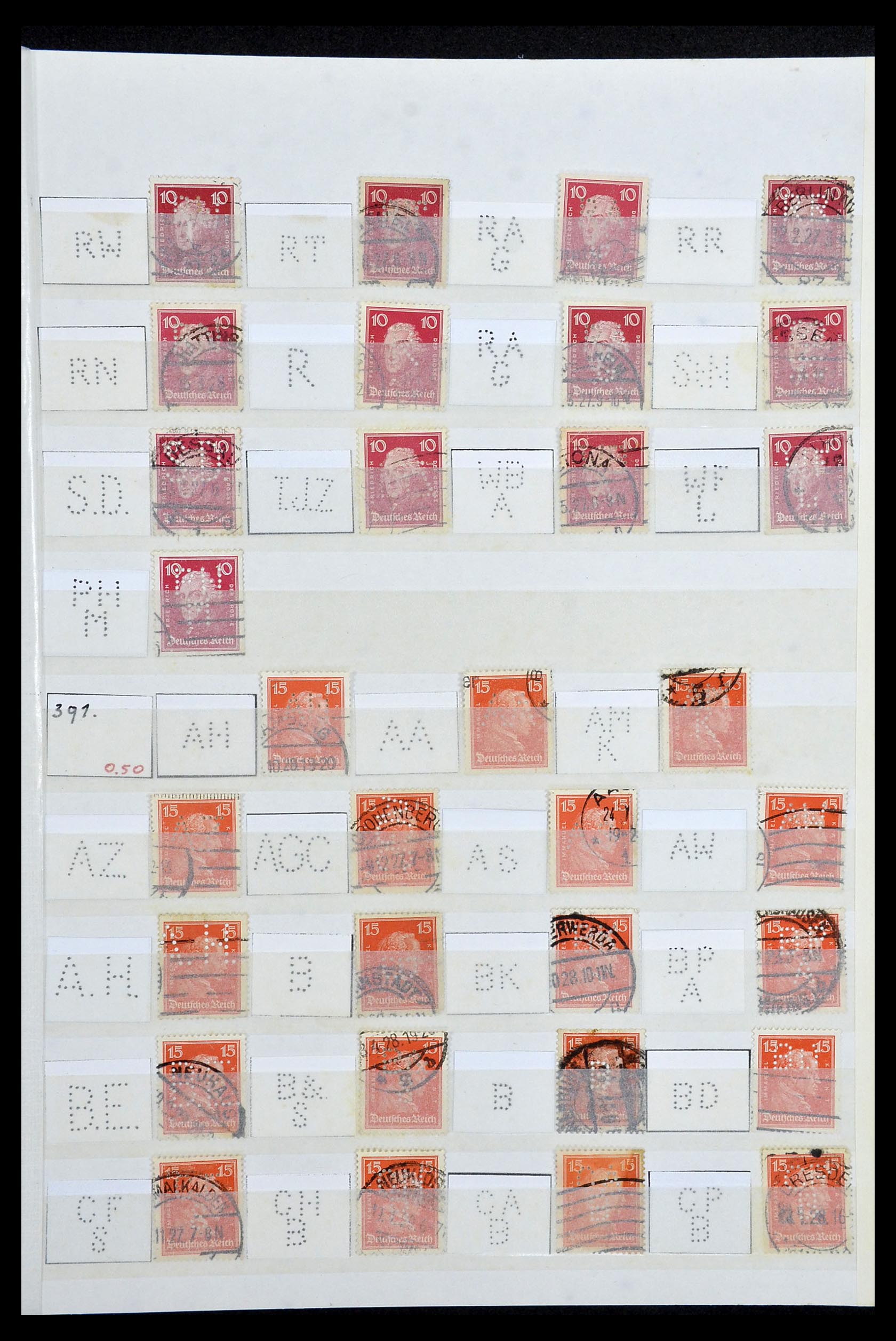 34071 003 - Postzegelverzameling 34071 Duitse Rijk perfins 1923-1930.