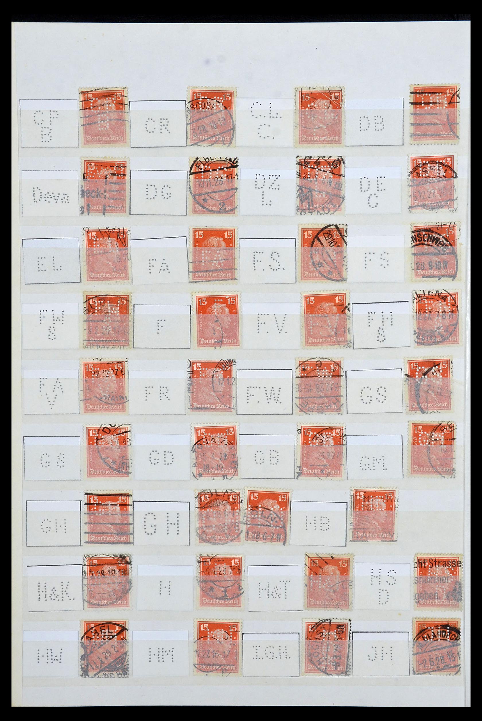 34071 004 - Postzegelverzameling 34071 Duitse Rijk perfins 1923-1930.