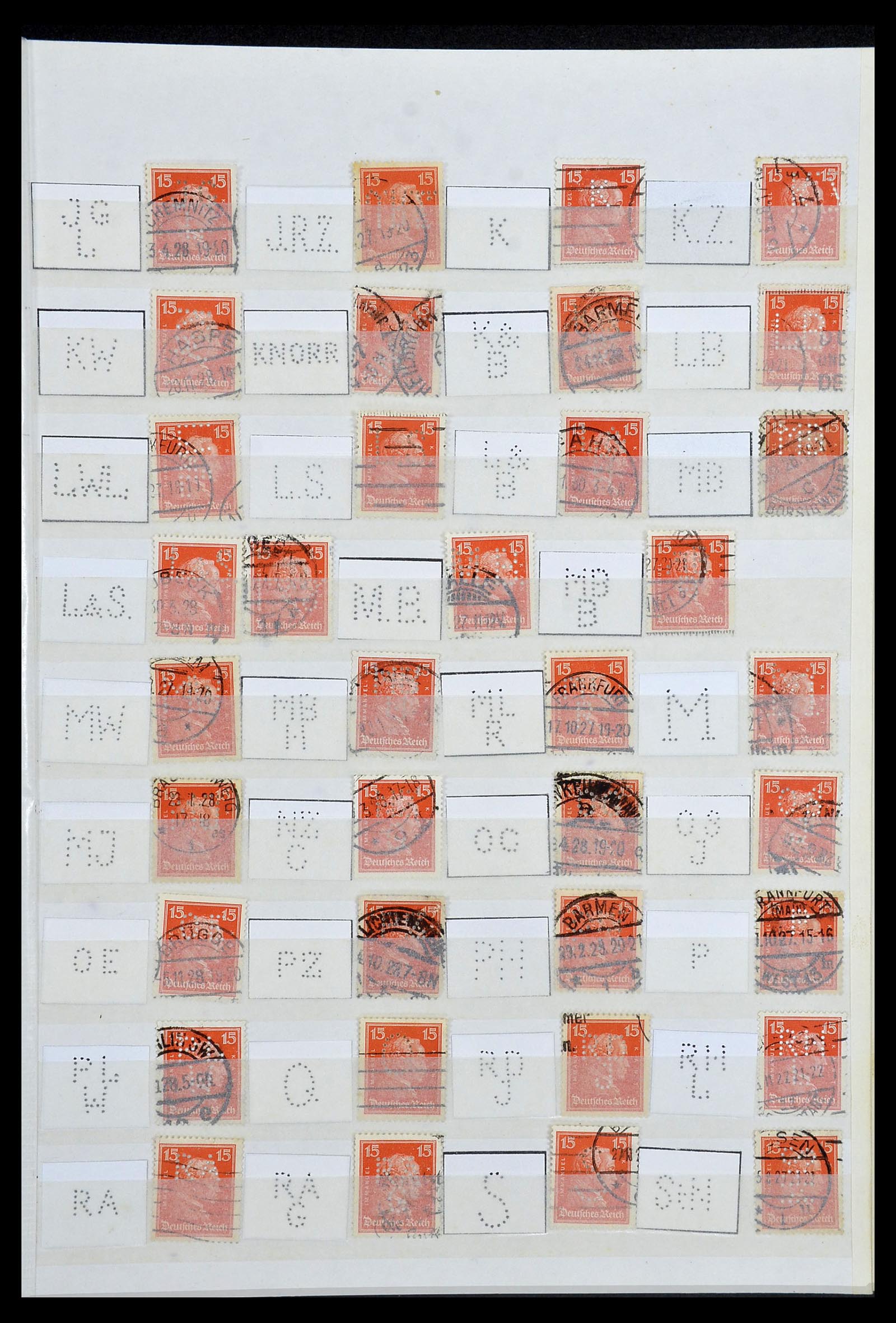 34071 005 - Postzegelverzameling 34071 Duitse Rijk perfins 1923-1930.