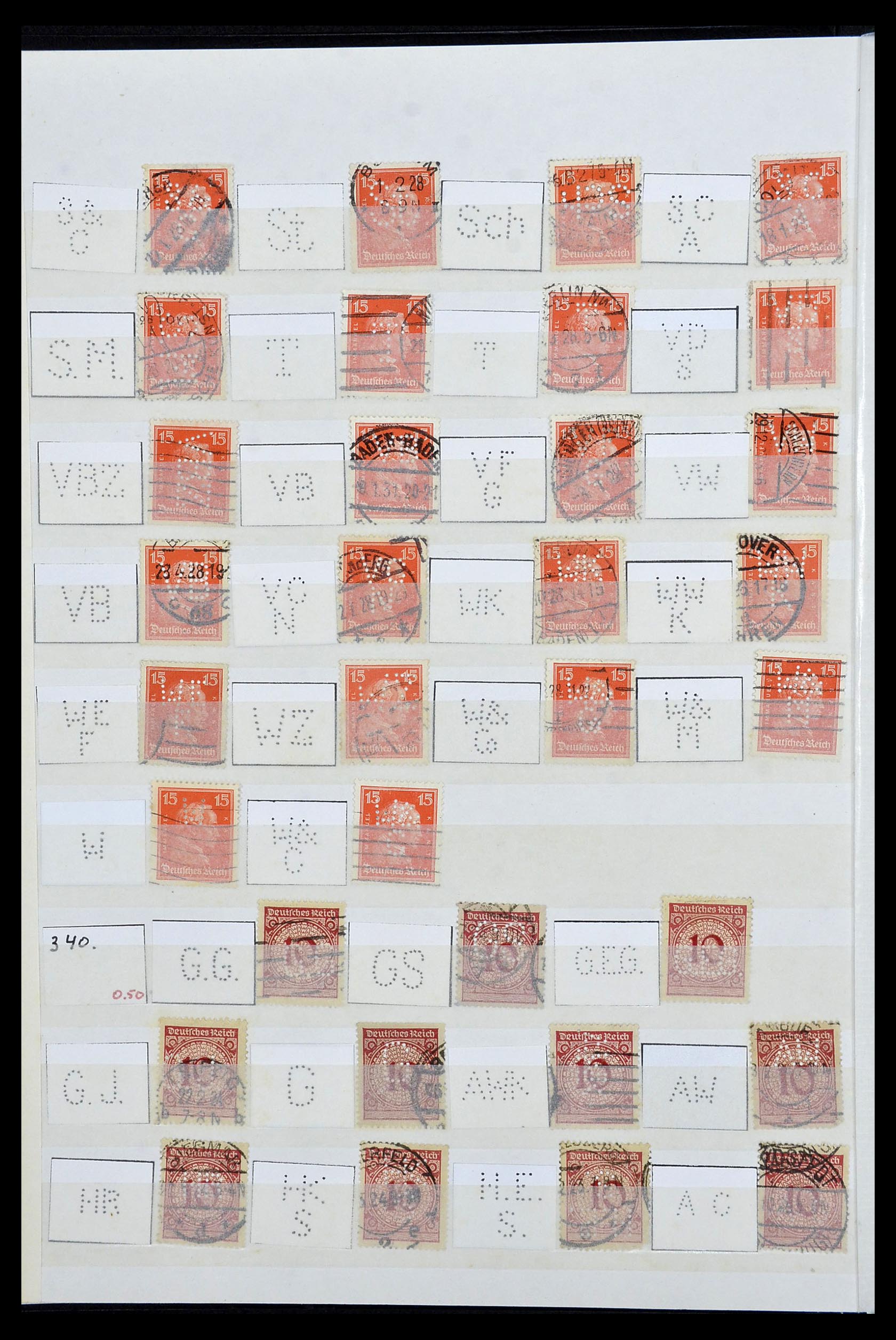 34071 006 - Postzegelverzameling 34071 Duitse Rijk perfins 1923-1930.