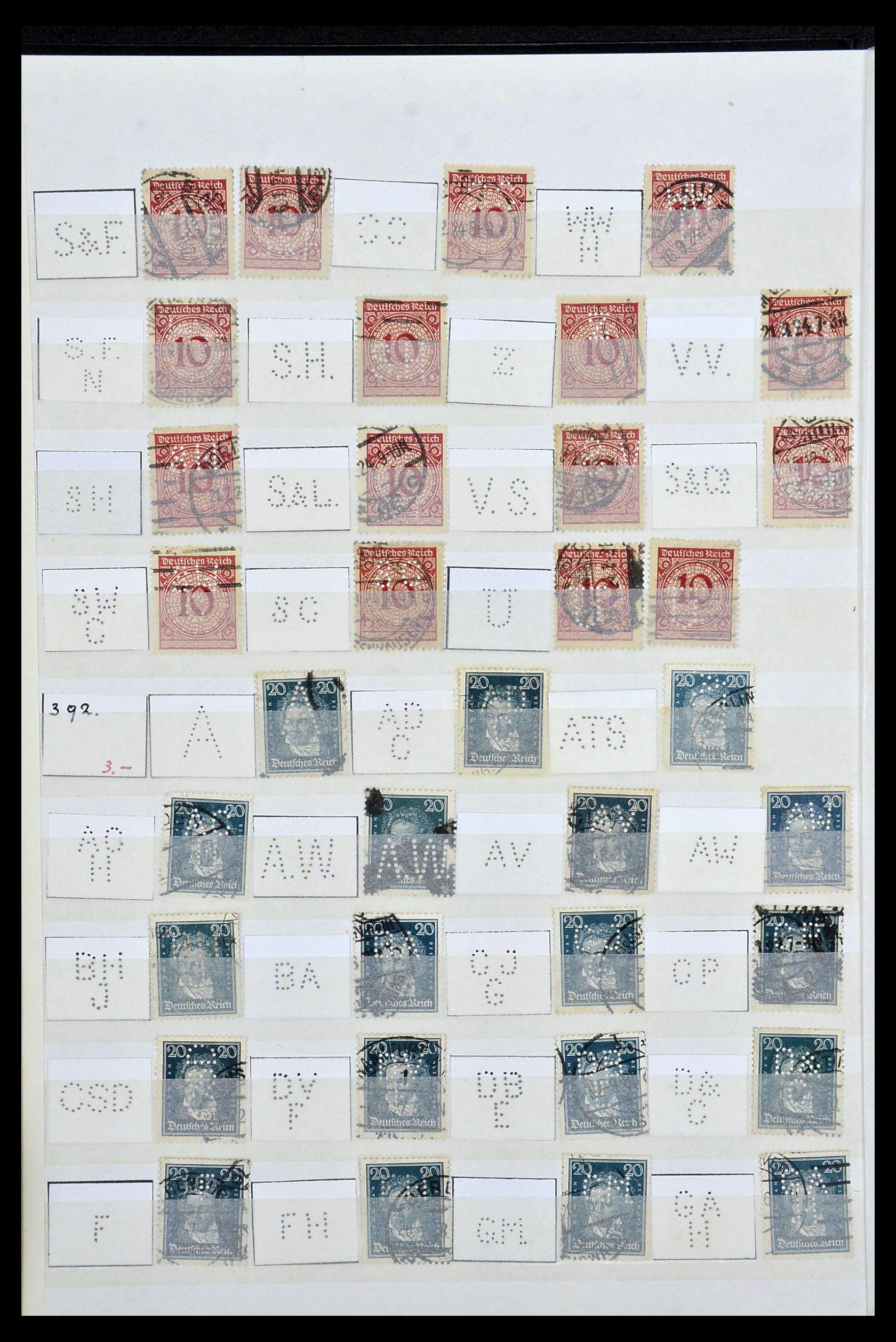 34071 008 - Postzegelverzameling 34071 Duitse Rijk perfins 1923-1930.