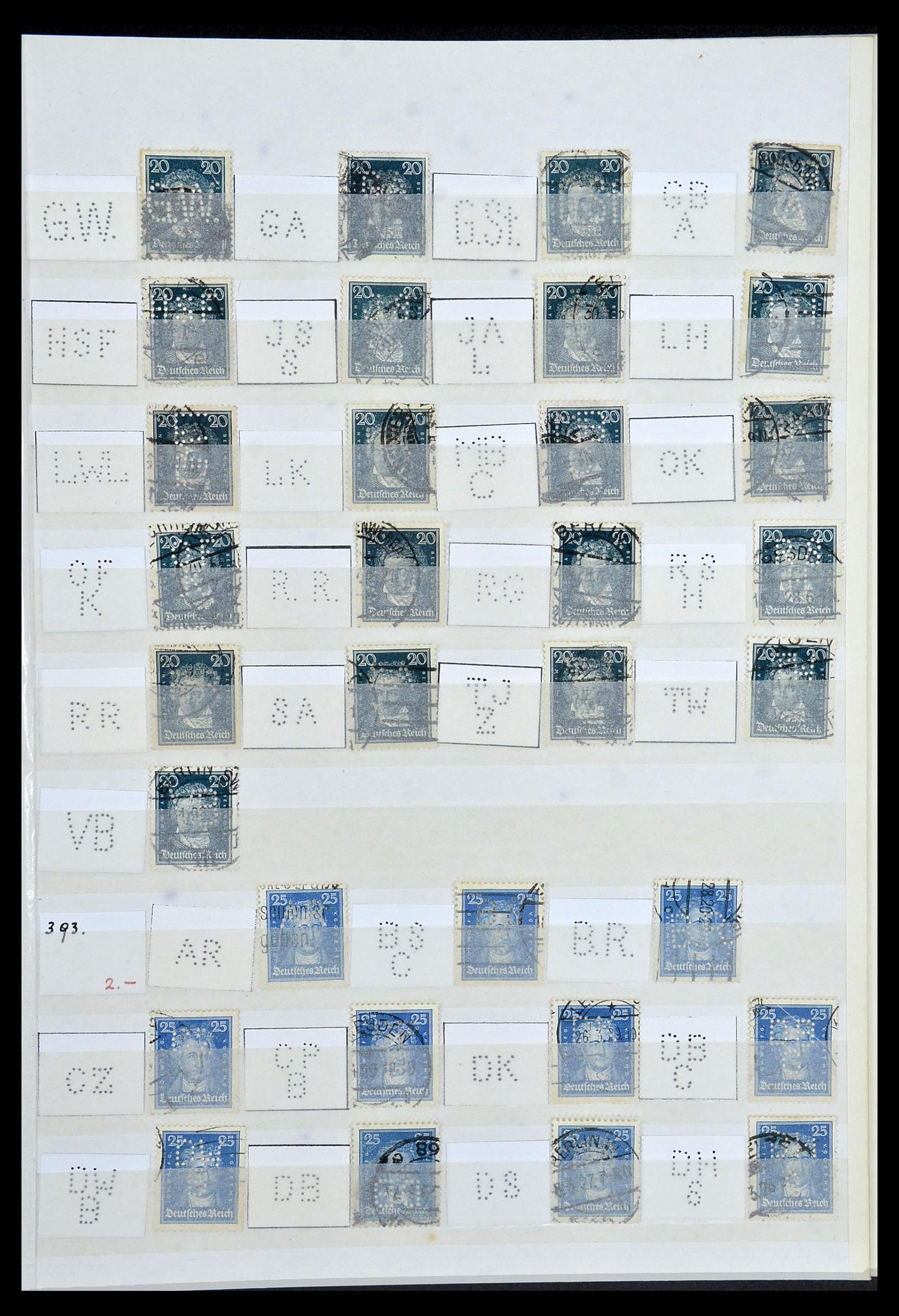 34071 009 - Postzegelverzameling 34071 Duitse Rijk perfins 1923-1930.