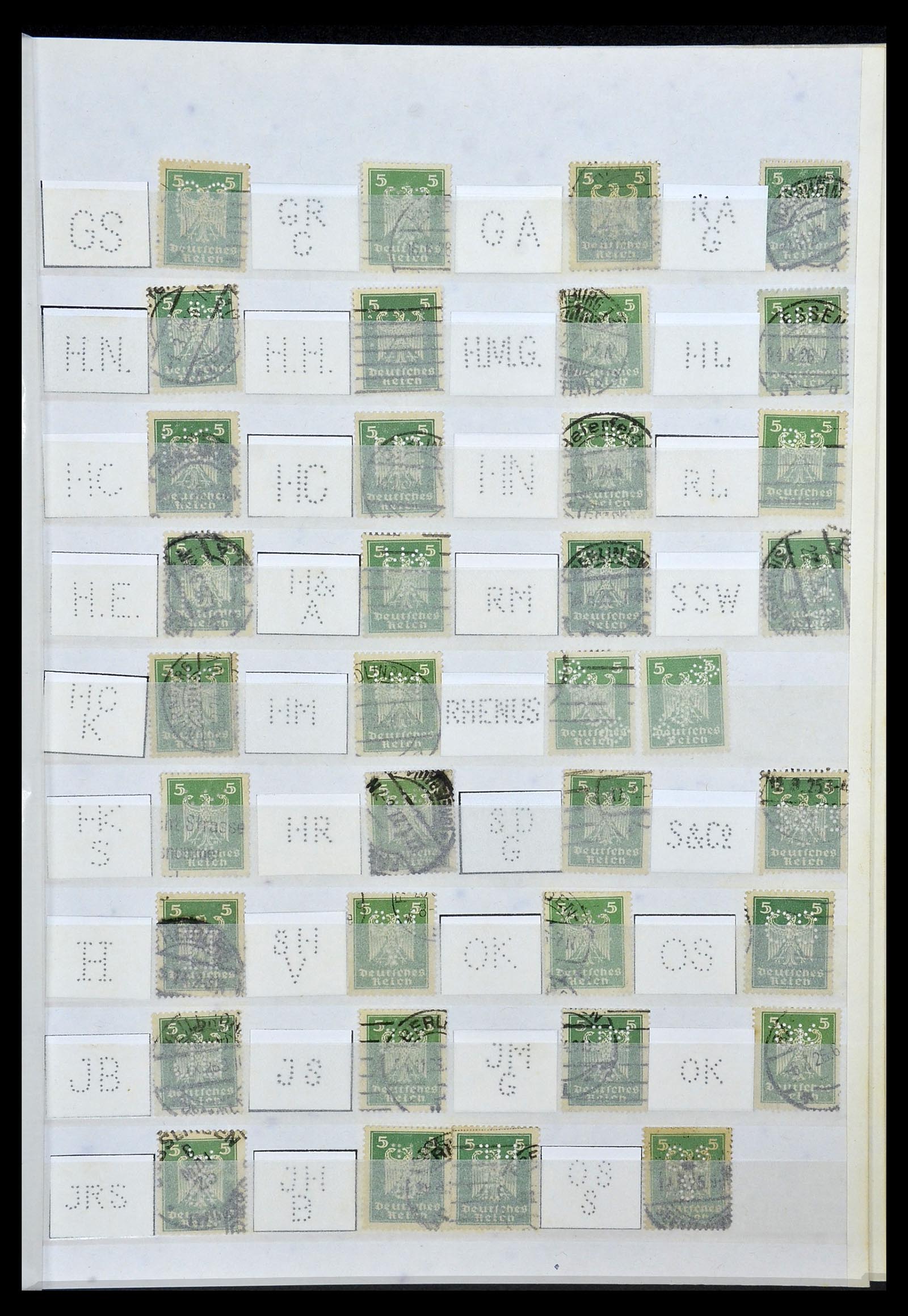 34071 019 - Postzegelverzameling 34071 Duitse Rijk perfins 1923-1930.