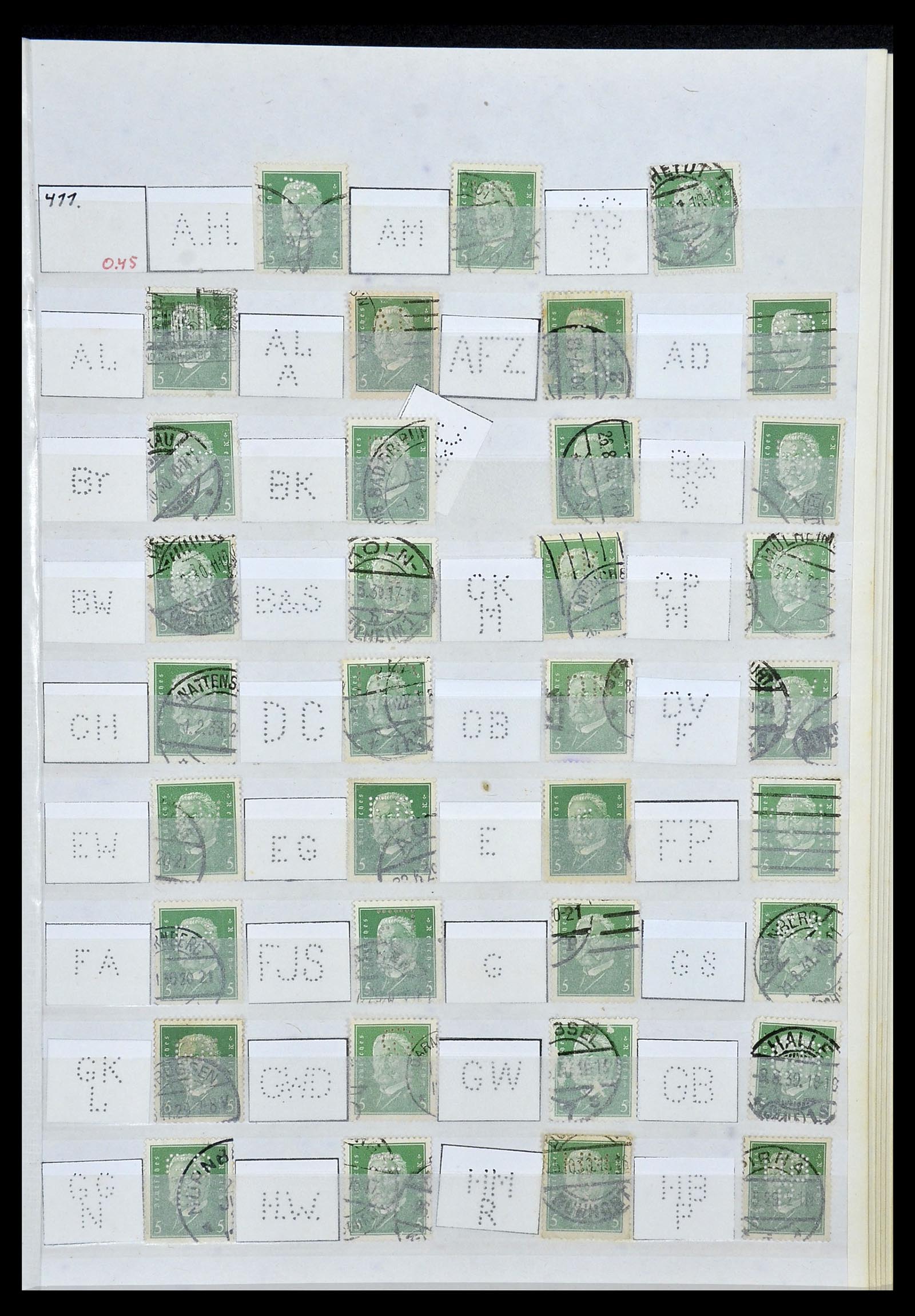 34071 021 - Postzegelverzameling 34071 Duitse Rijk perfins 1923-1930.