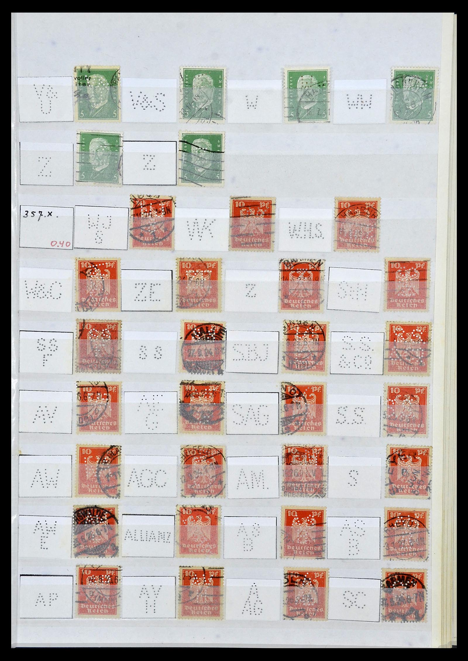 34071 023 - Postzegelverzameling 34071 Duitse Rijk perfins 1923-1930.