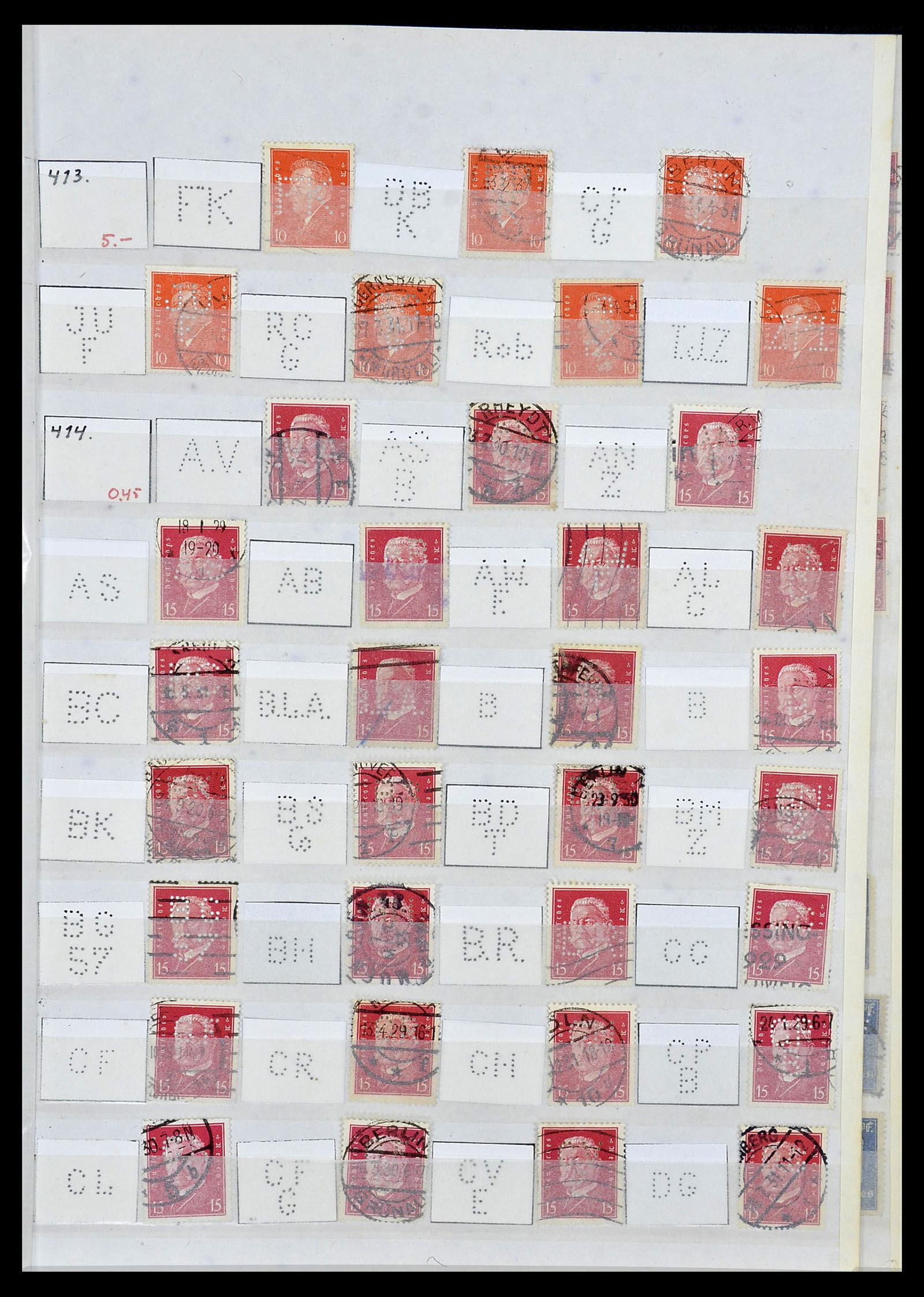 34071 031 - Postzegelverzameling 34071 Duitse Rijk perfins 1923-1930.