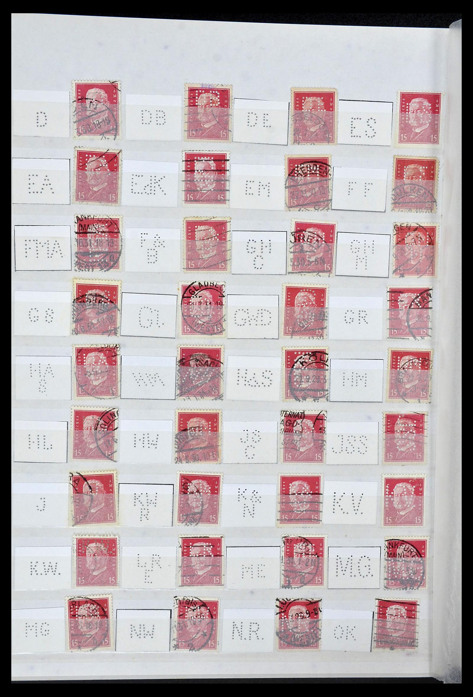 34071 032 - Postzegelverzameling 34071 Duitse Rijk perfins 1923-1930.