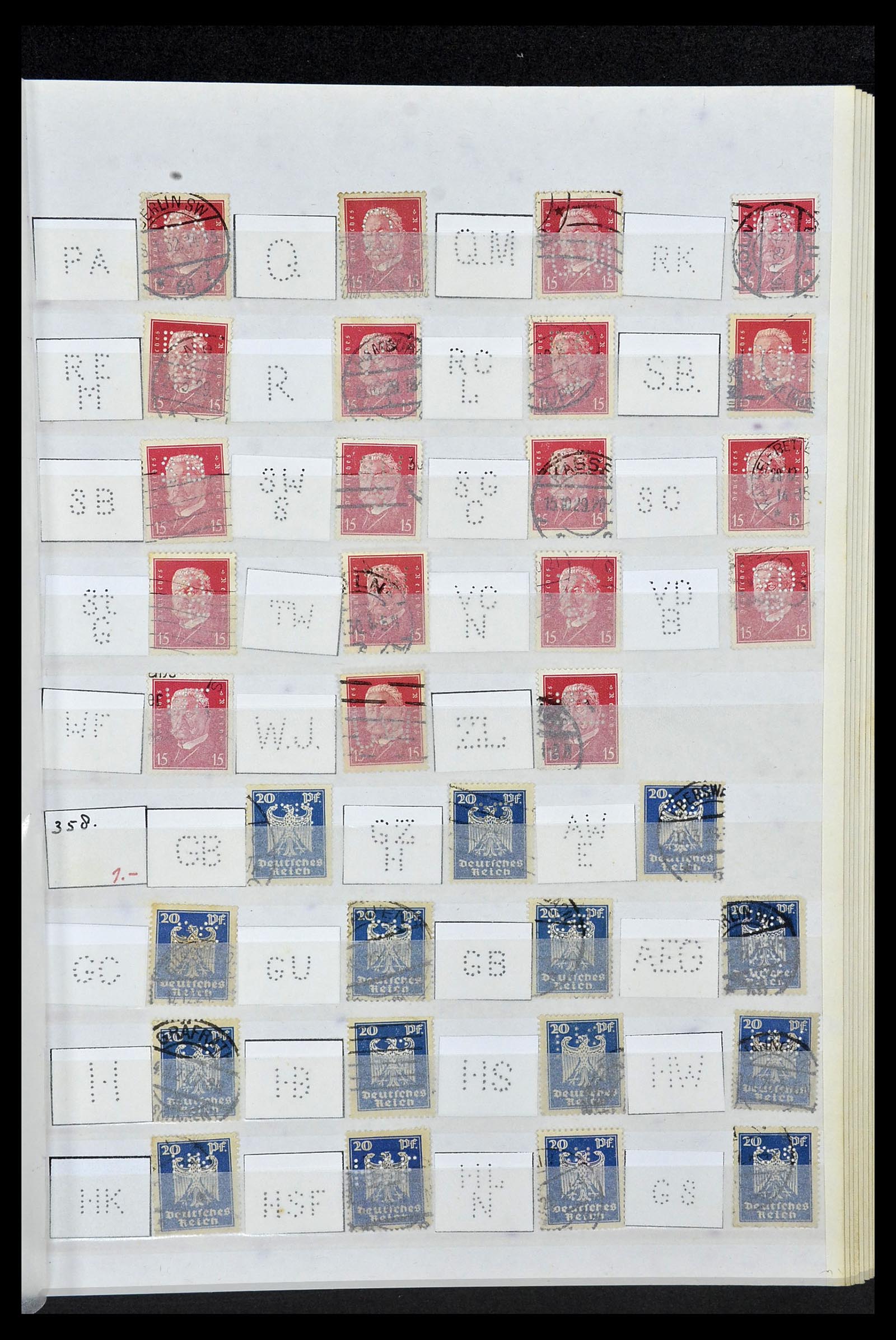34071 033 - Postzegelverzameling 34071 Duitse Rijk perfins 1923-1930.