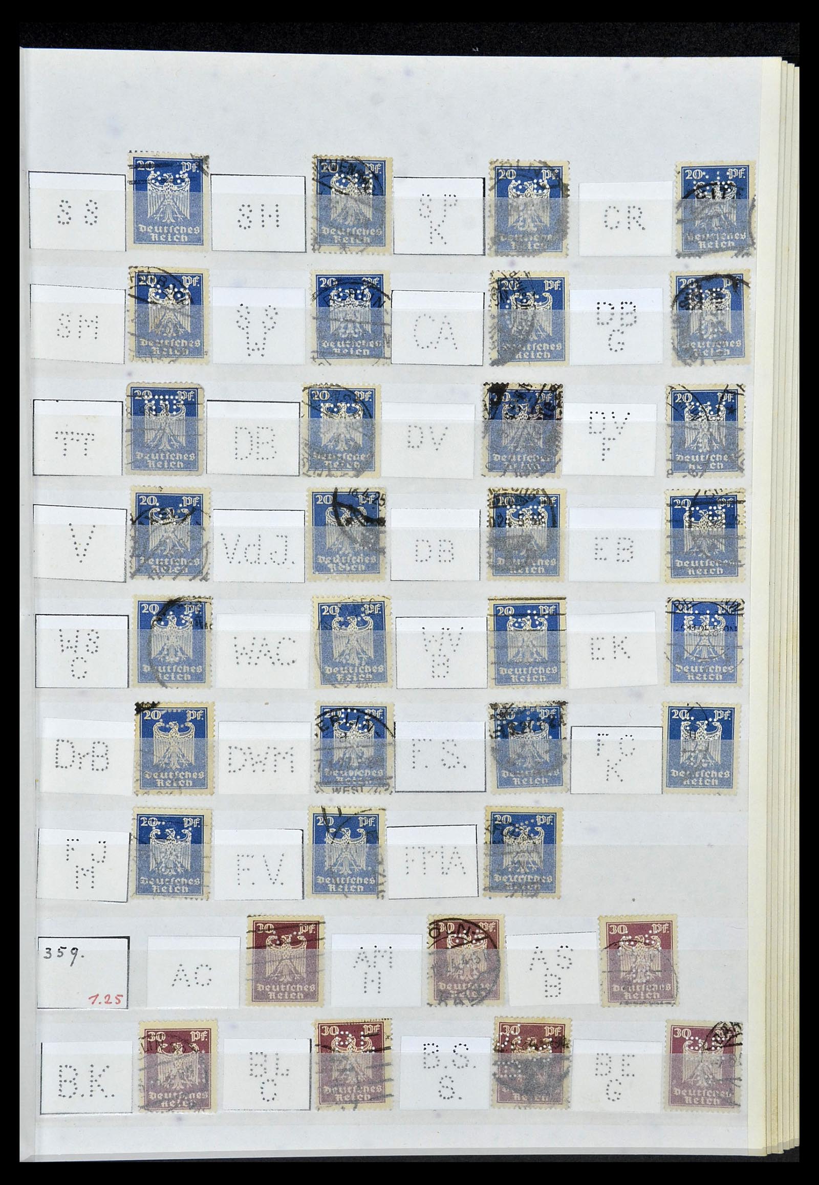 34071 035 - Postzegelverzameling 34071 Duitse Rijk perfins 1923-1930.