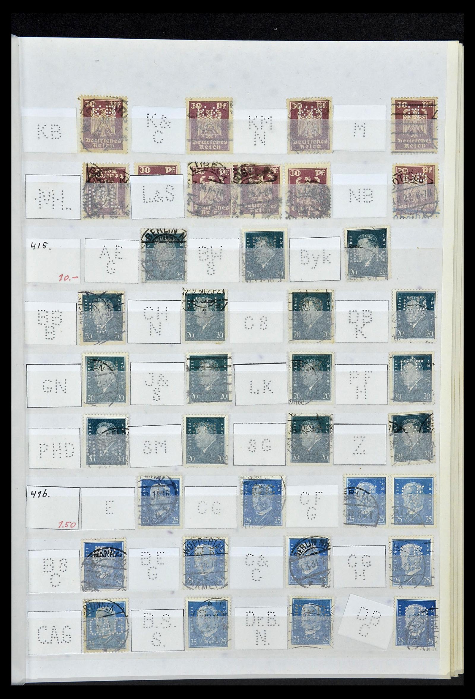 34071 037 - Postzegelverzameling 34071 Duitse Rijk perfins 1923-1930.