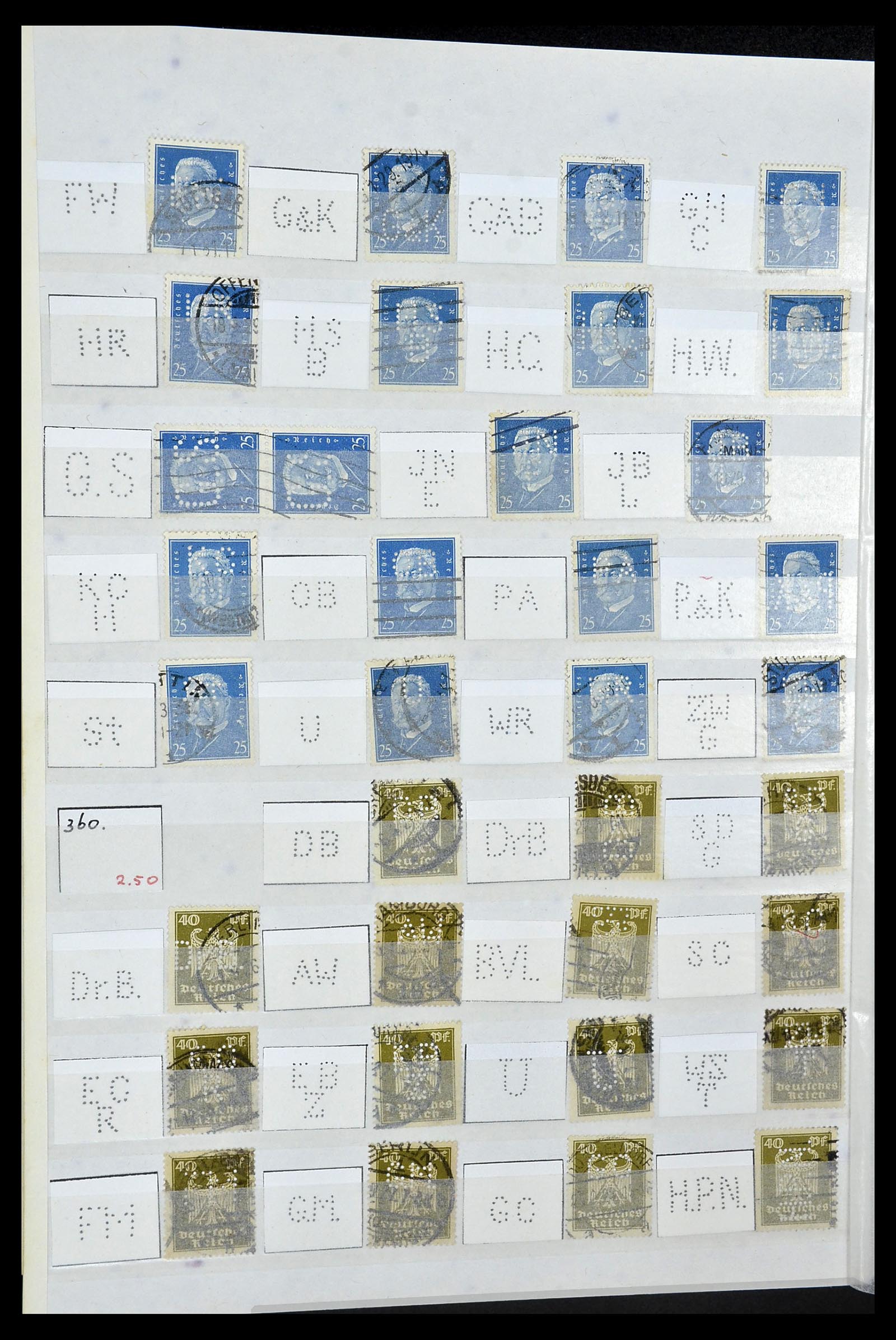 34071 038 - Postzegelverzameling 34071 Duitse Rijk perfins 1923-1930.