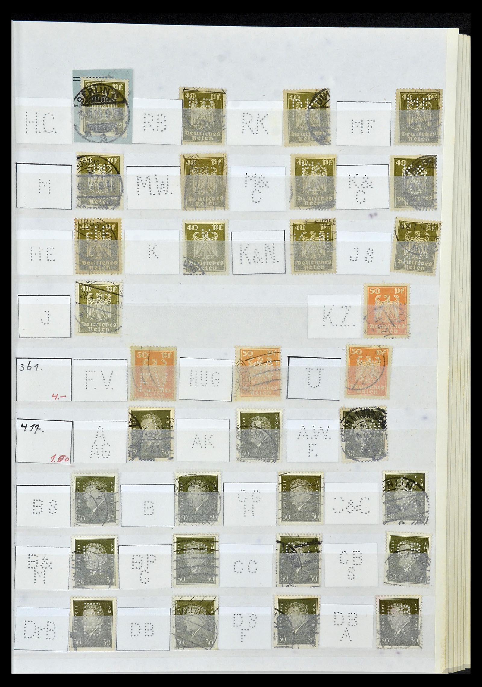 34071 039 - Postzegelverzameling 34071 Duitse Rijk perfins 1923-1930.