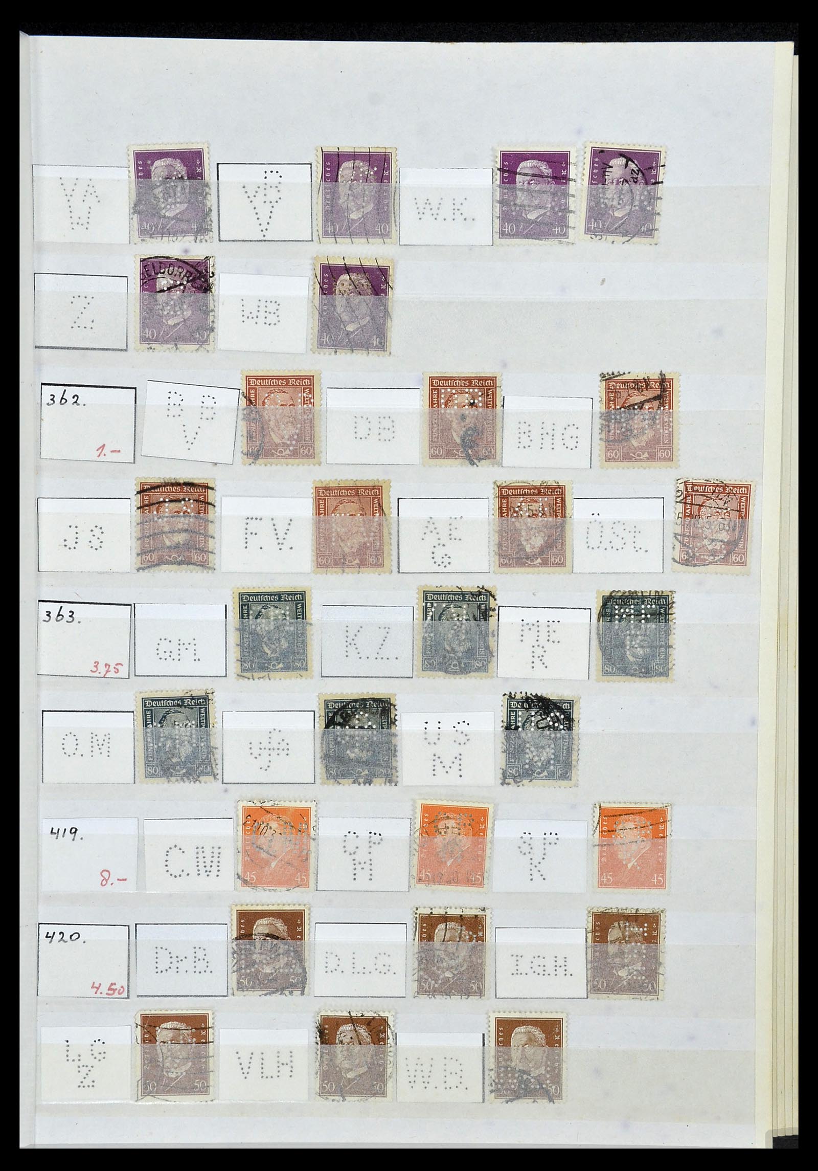 34071 041 - Postzegelverzameling 34071 Duitse Rijk perfins 1923-1930.
