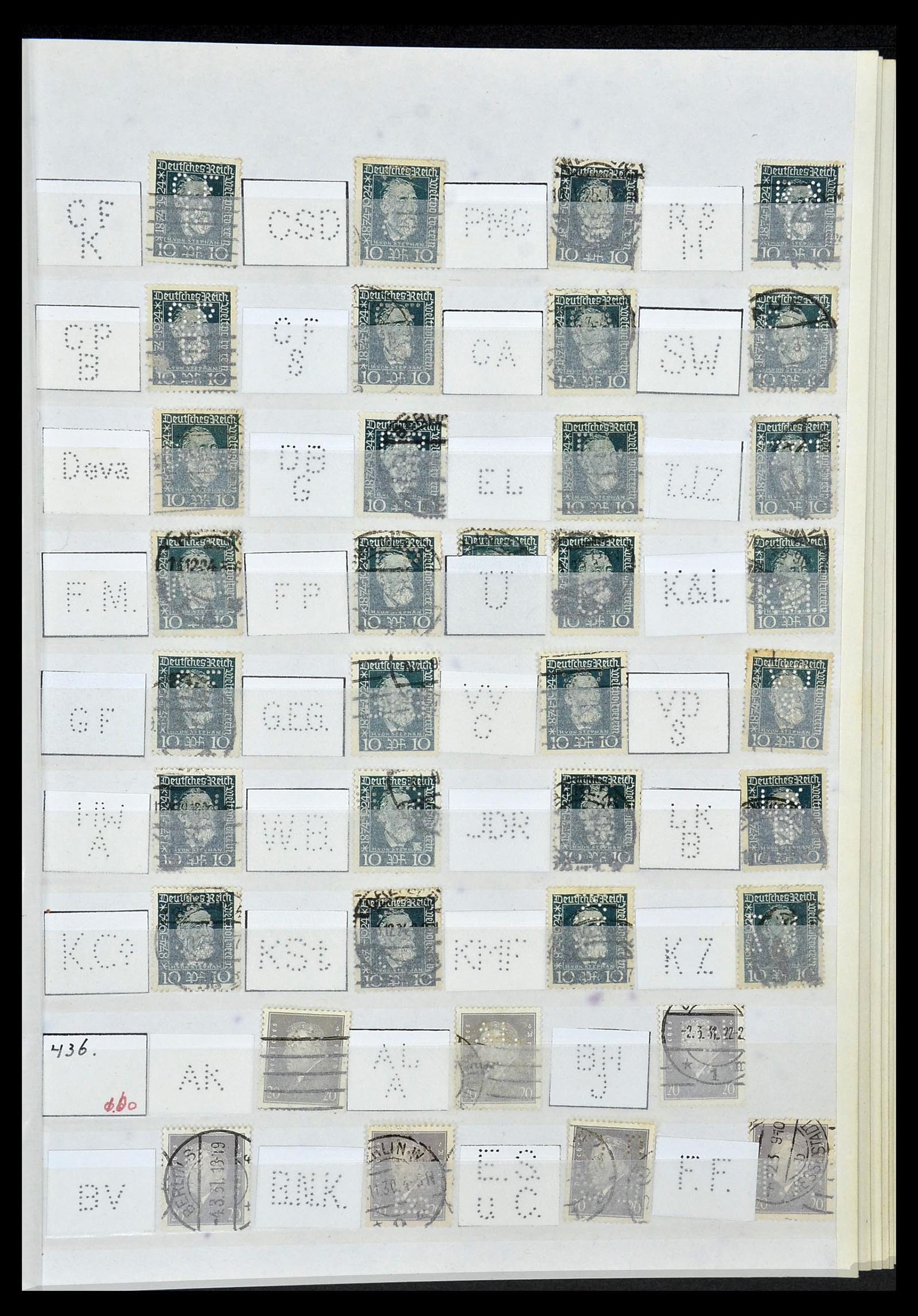 34071 043 - Postzegelverzameling 34071 Duitse Rijk perfins 1923-1930.