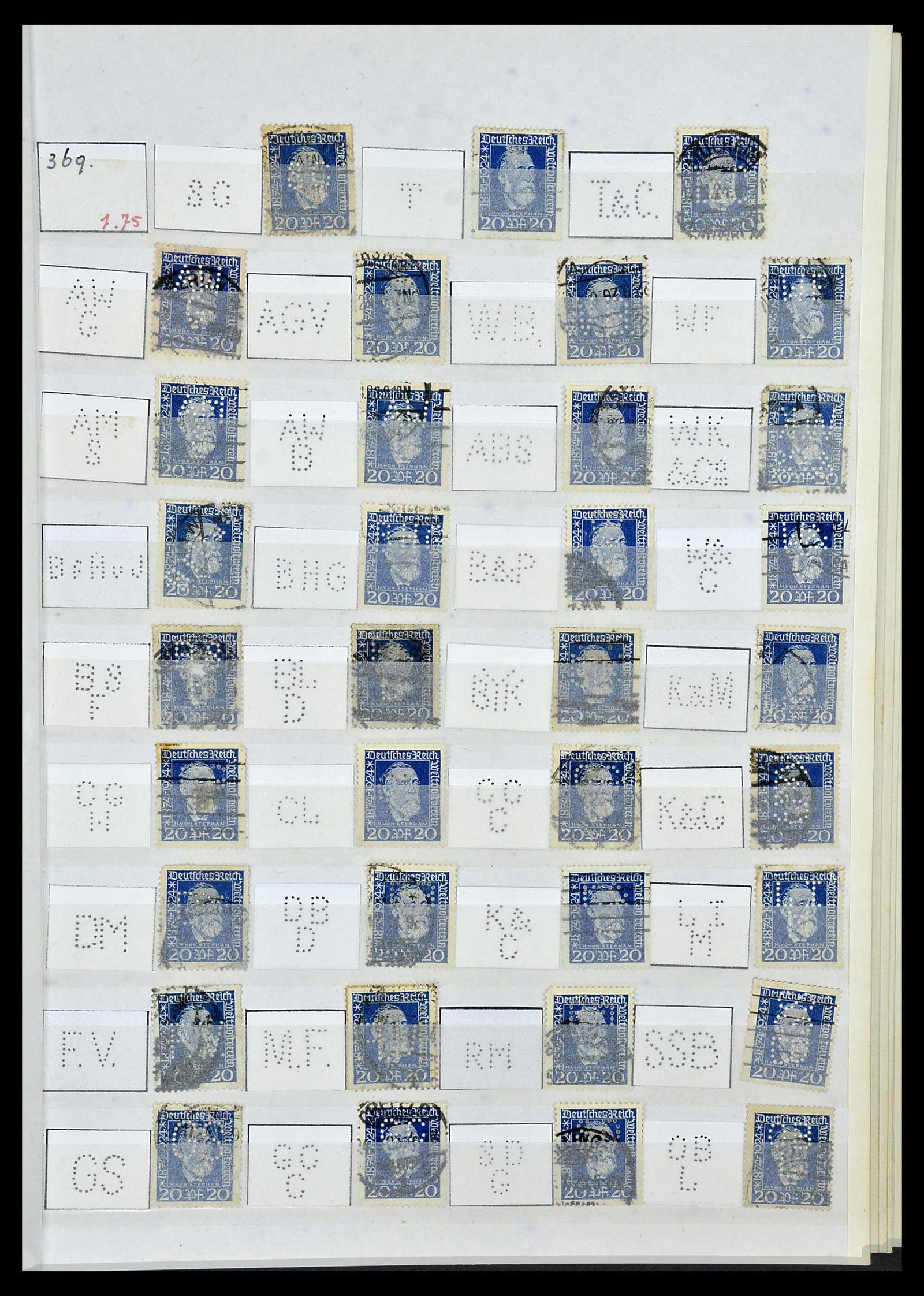 34071 045 - Postzegelverzameling 34071 Duitse Rijk perfins 1923-1930.