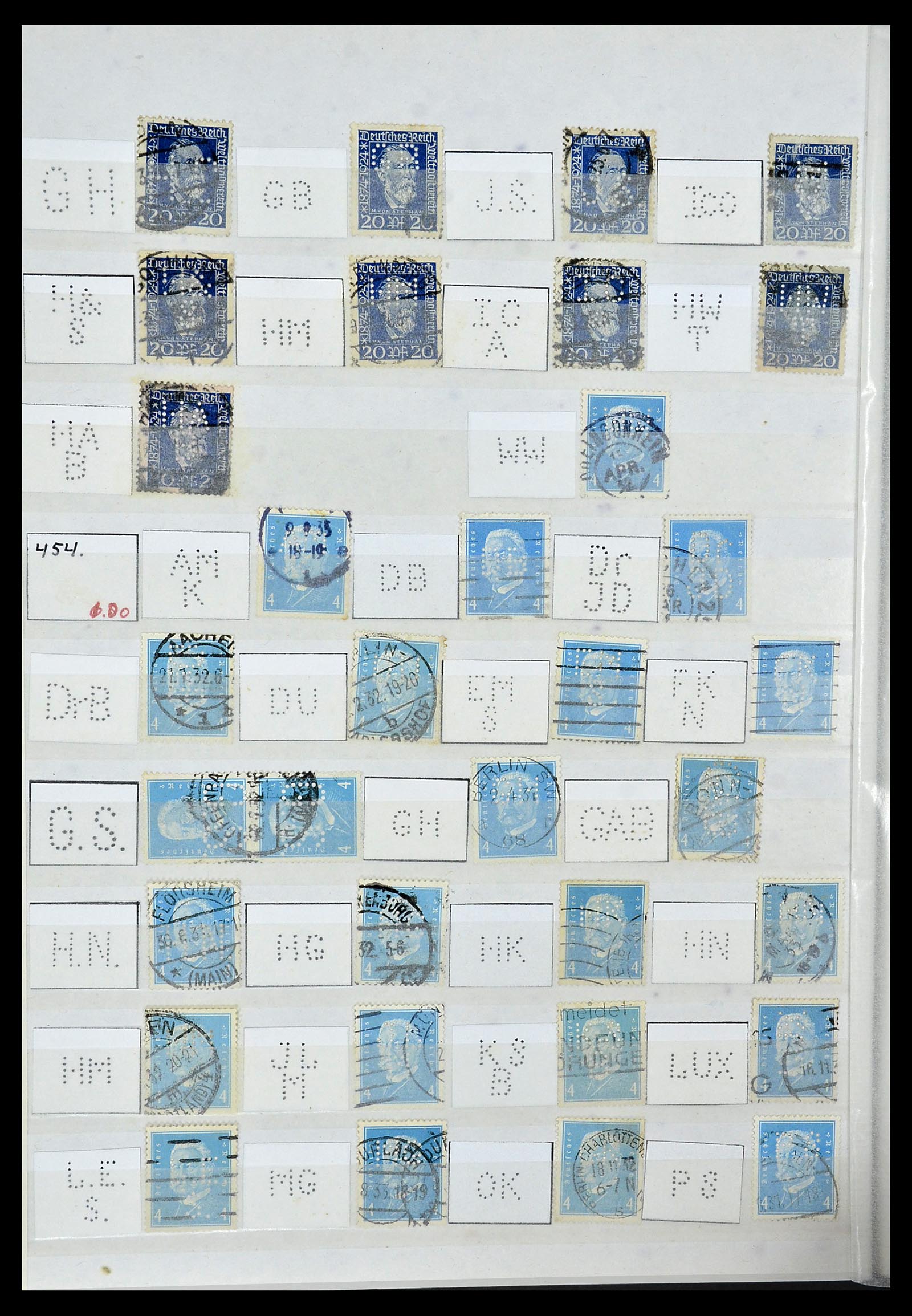 34071 046 - Postzegelverzameling 34071 Duitse Rijk perfins 1923-1930.