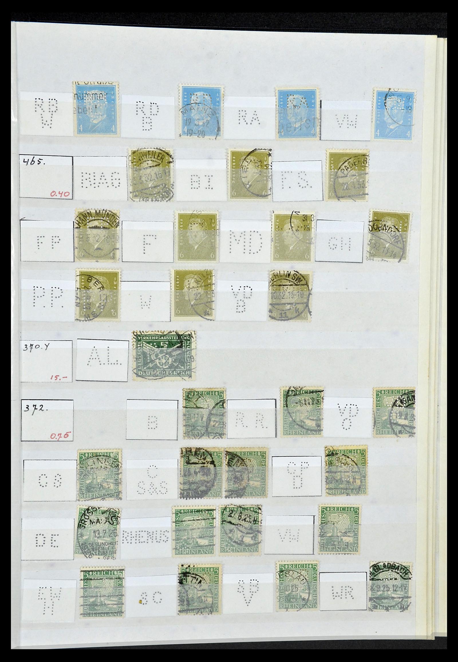 34071 047 - Postzegelverzameling 34071 Duitse Rijk perfins 1923-1930.