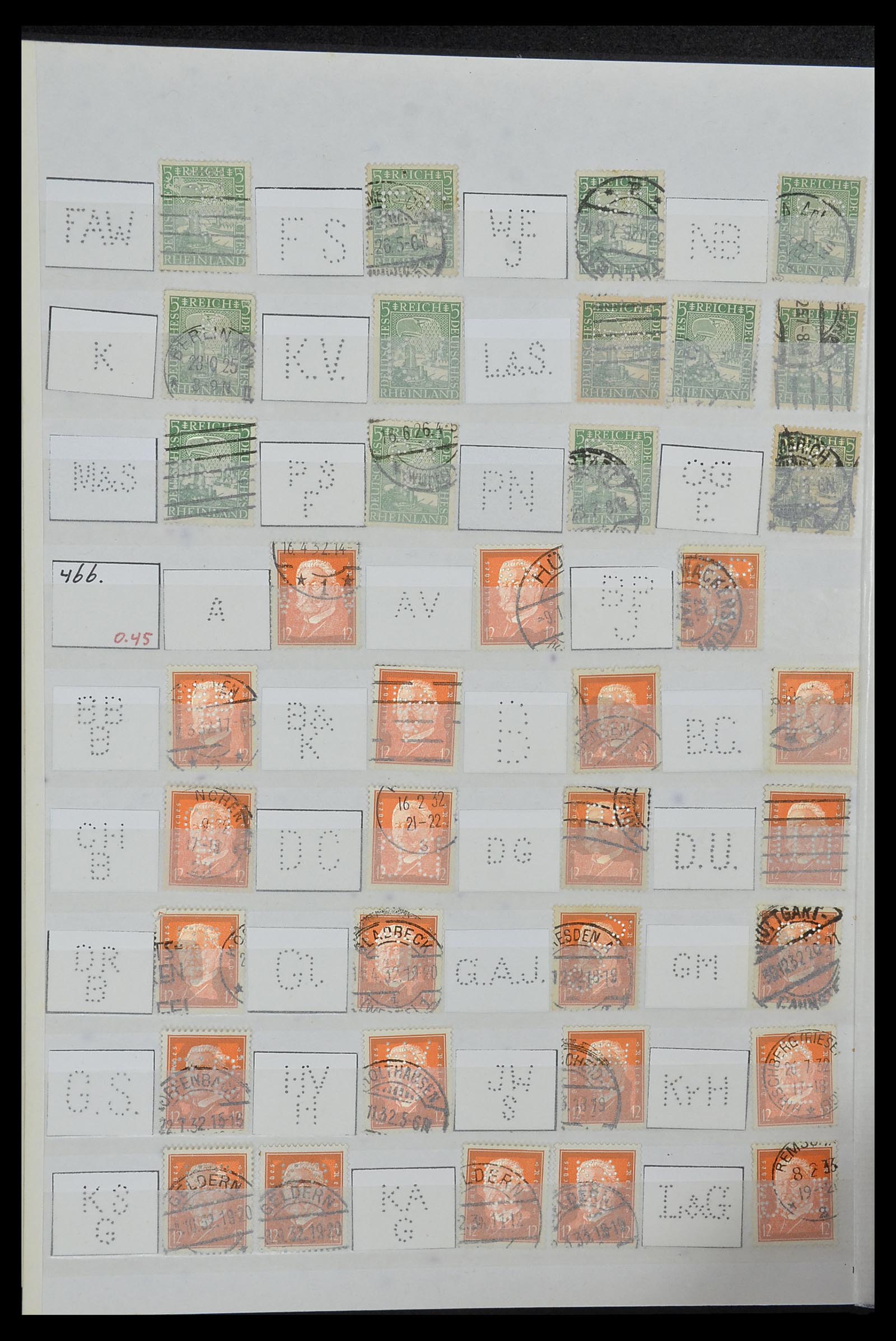34071 048 - Postzegelverzameling 34071 Duitse Rijk perfins 1923-1930.