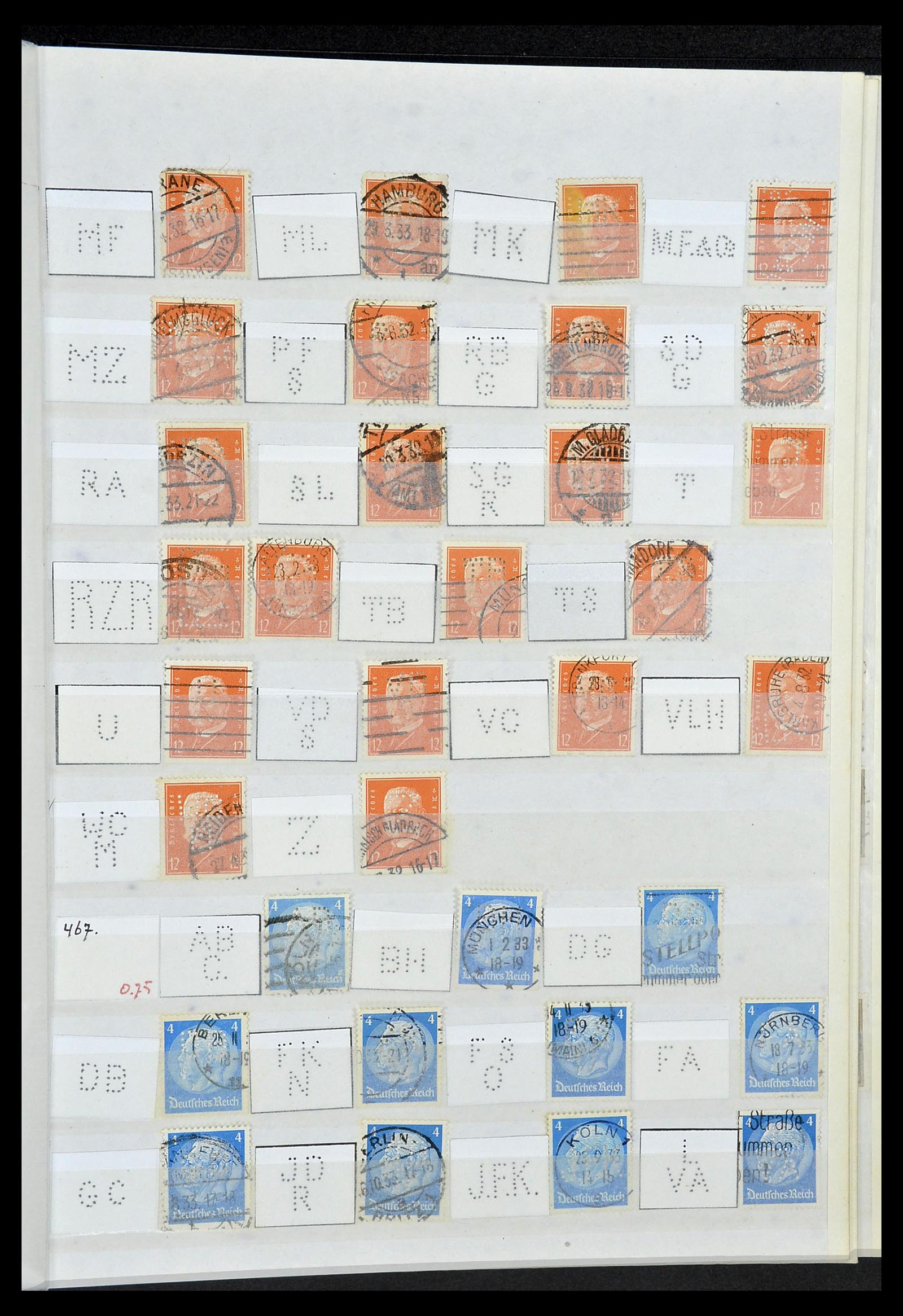 34071 049 - Postzegelverzameling 34071 Duitse Rijk perfins 1923-1930.