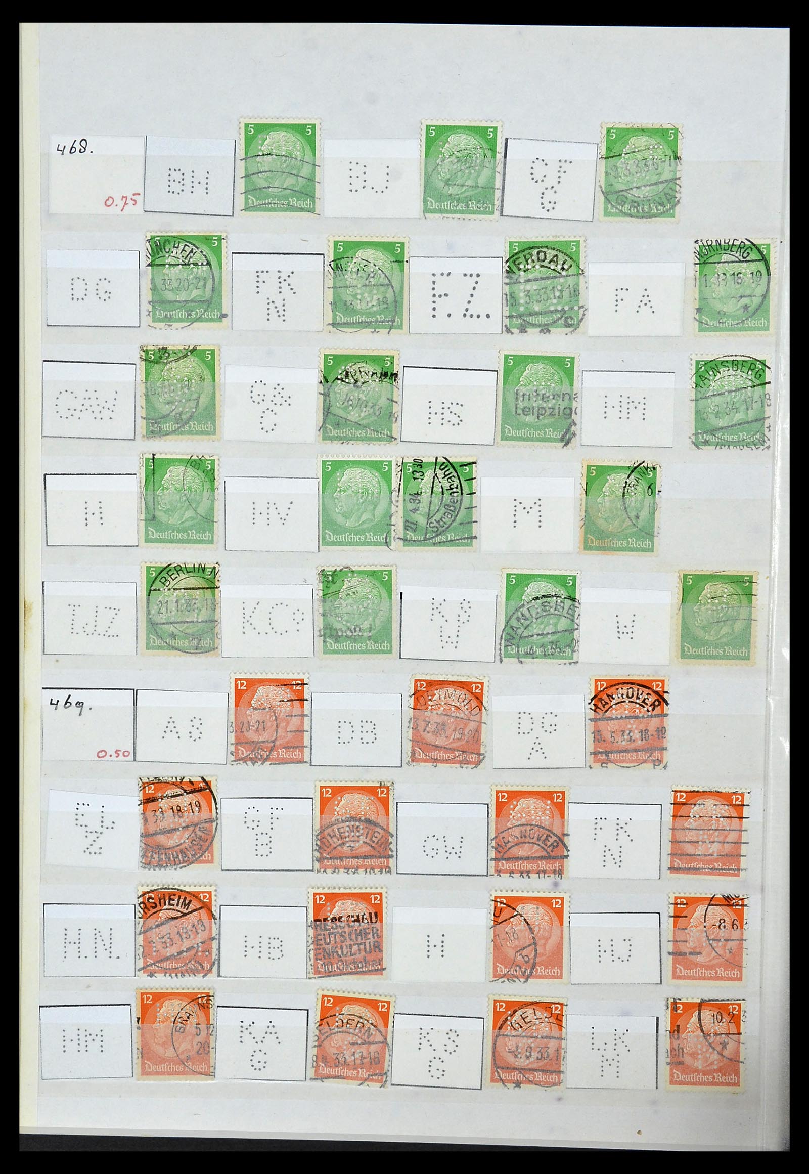 34071 052 - Postzegelverzameling 34071 Duitse Rijk perfins 1923-1930.