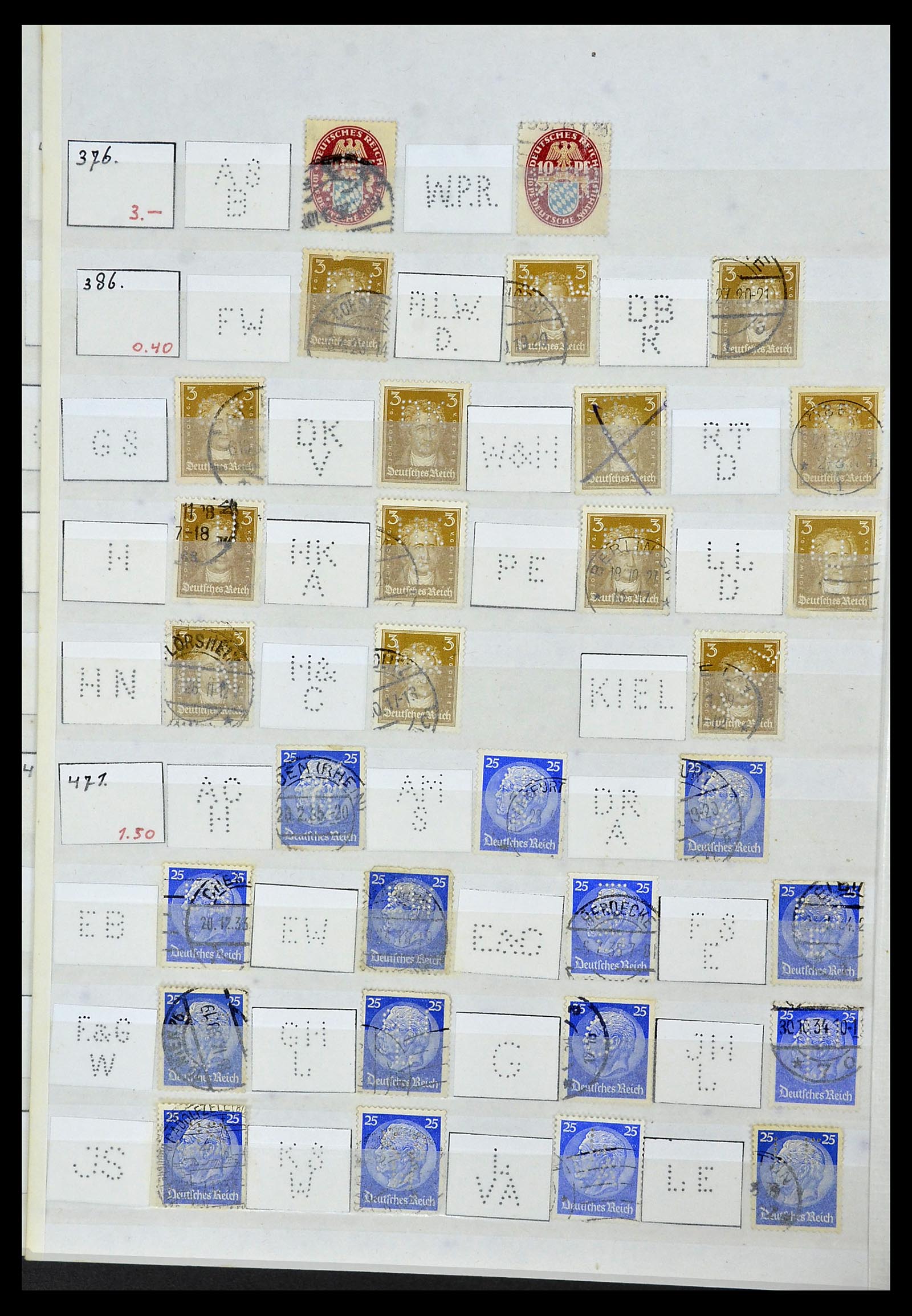 34071 054 - Postzegelverzameling 34071 Duitse Rijk perfins 1923-1930.
