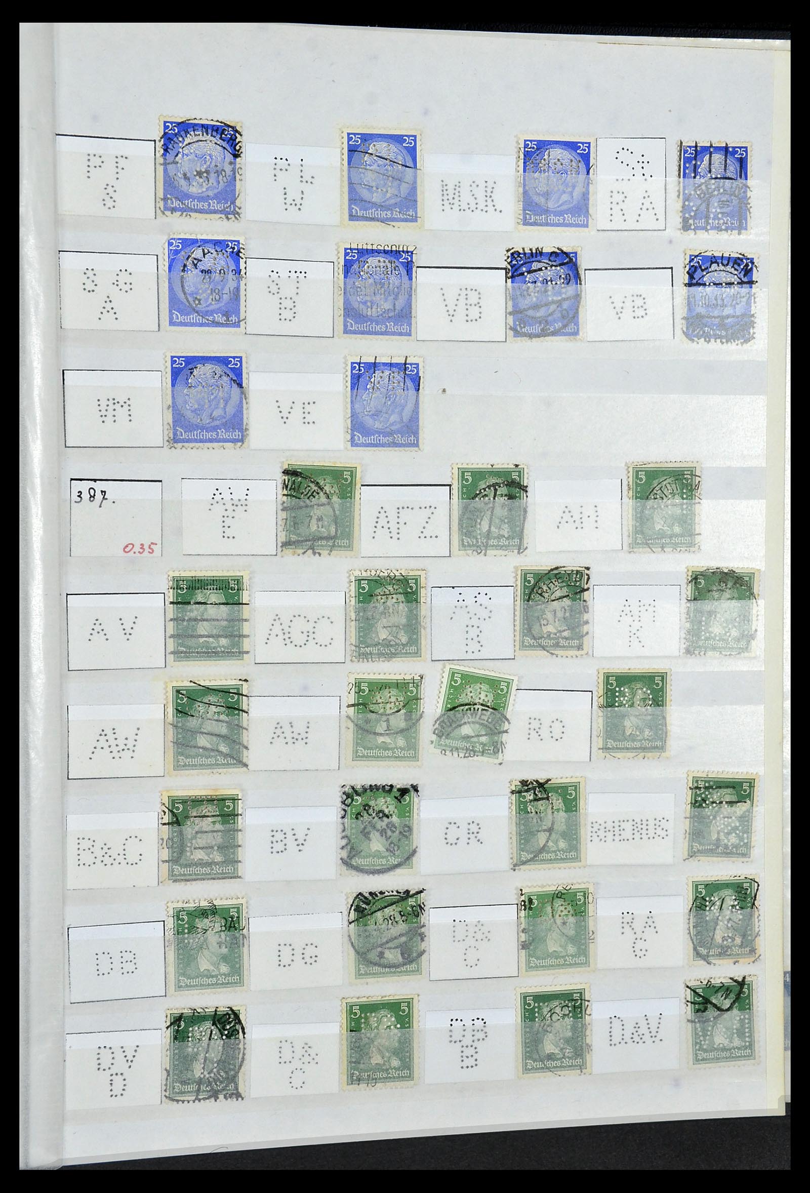 34071 055 - Postzegelverzameling 34071 Duitse Rijk perfins 1923-1930.