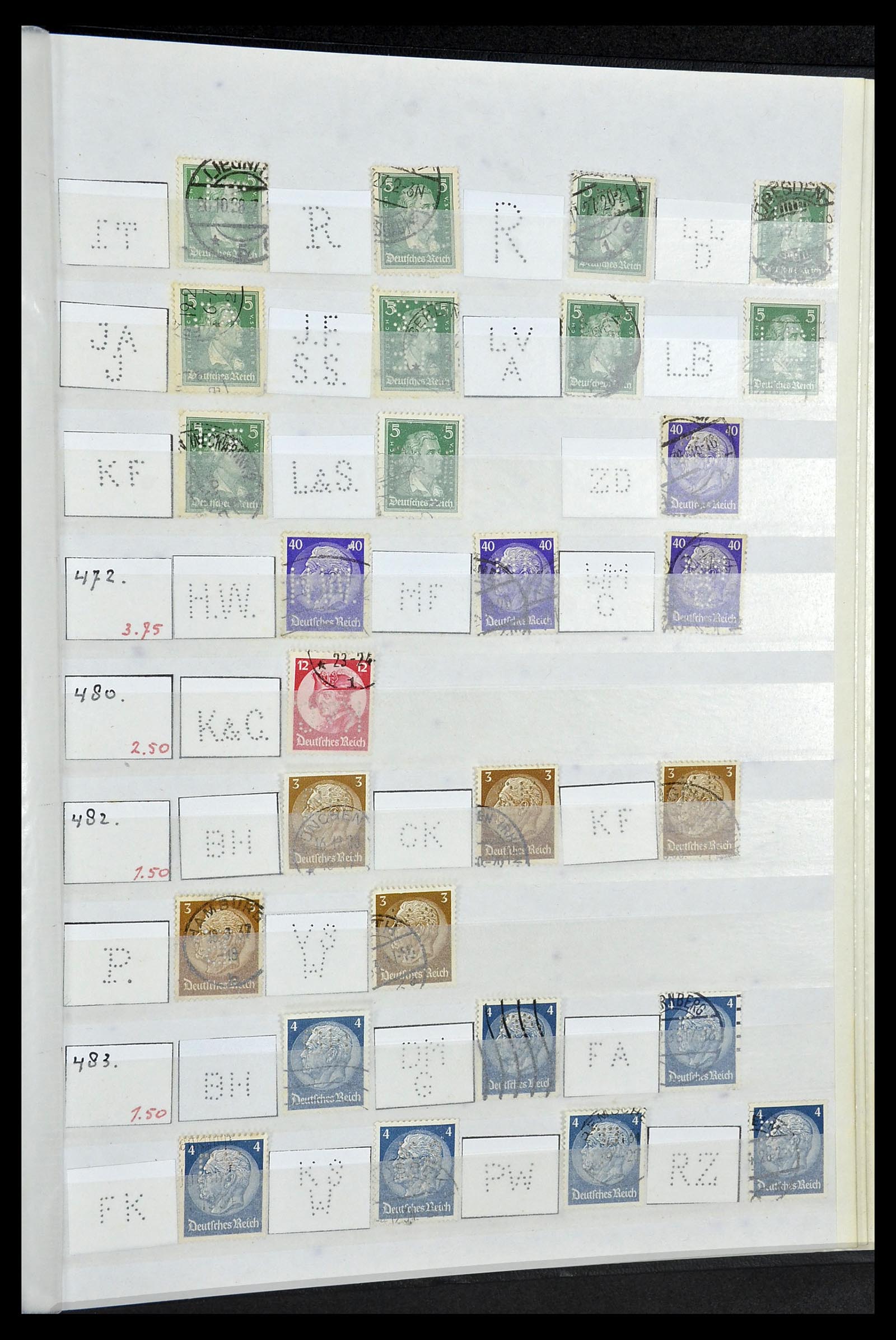 34071 057 - Postzegelverzameling 34071 Duitse Rijk perfins 1923-1930.
