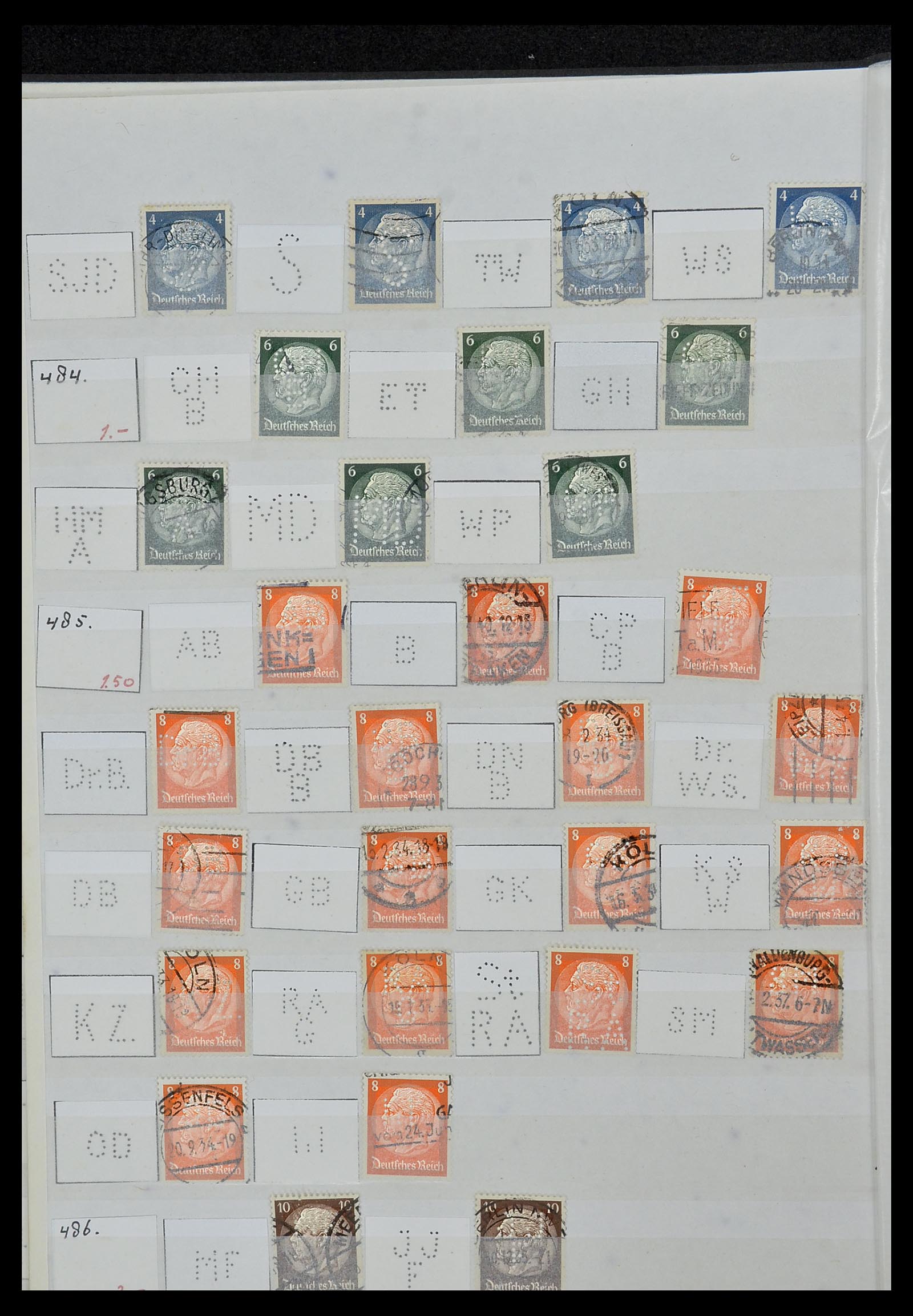 34071 058 - Postzegelverzameling 34071 Duitse Rijk perfins 1923-1930.